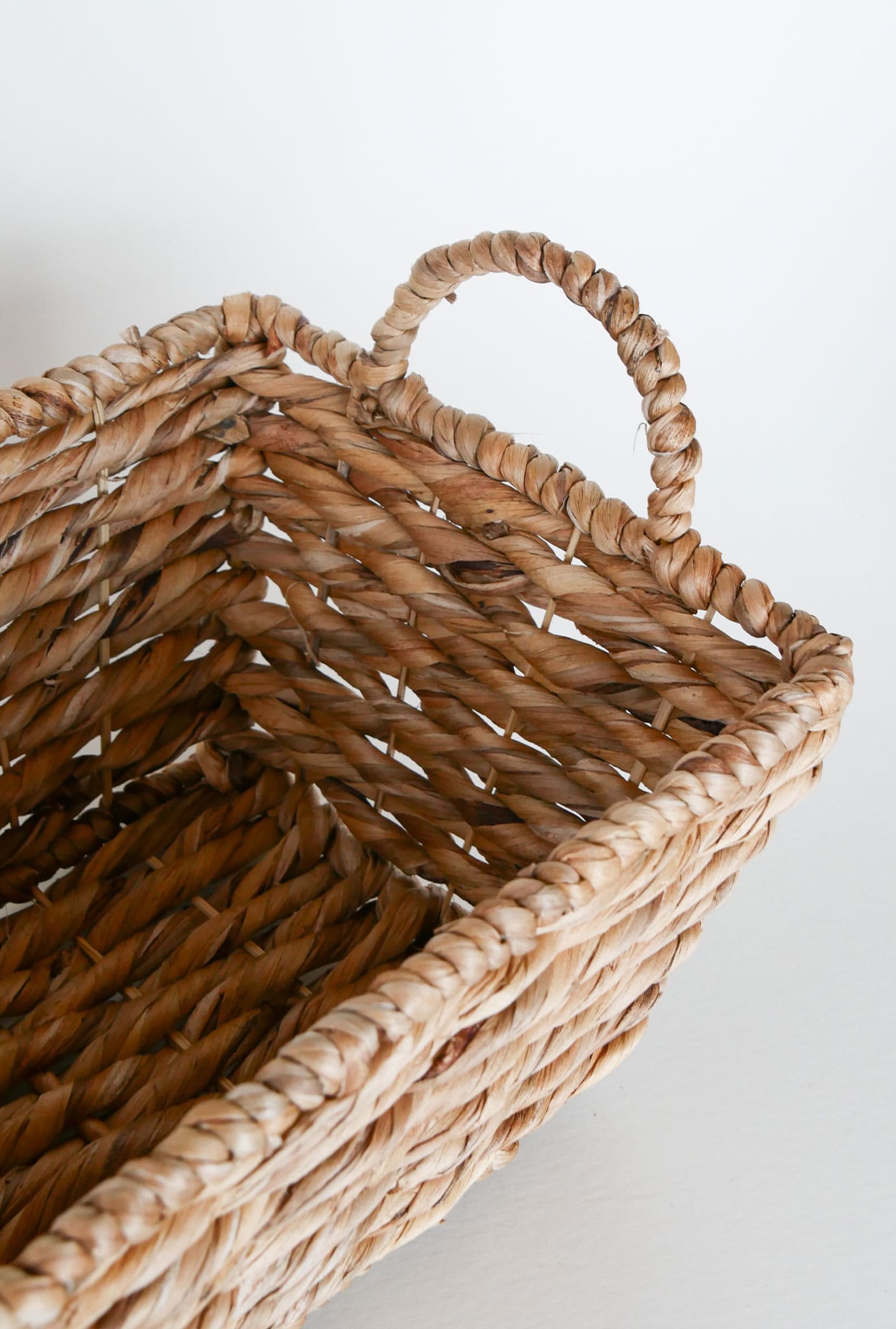 Rectangle Seagrass Wicker Basket with Handles, Vintage Wicker Basket, Vintage Home Decor