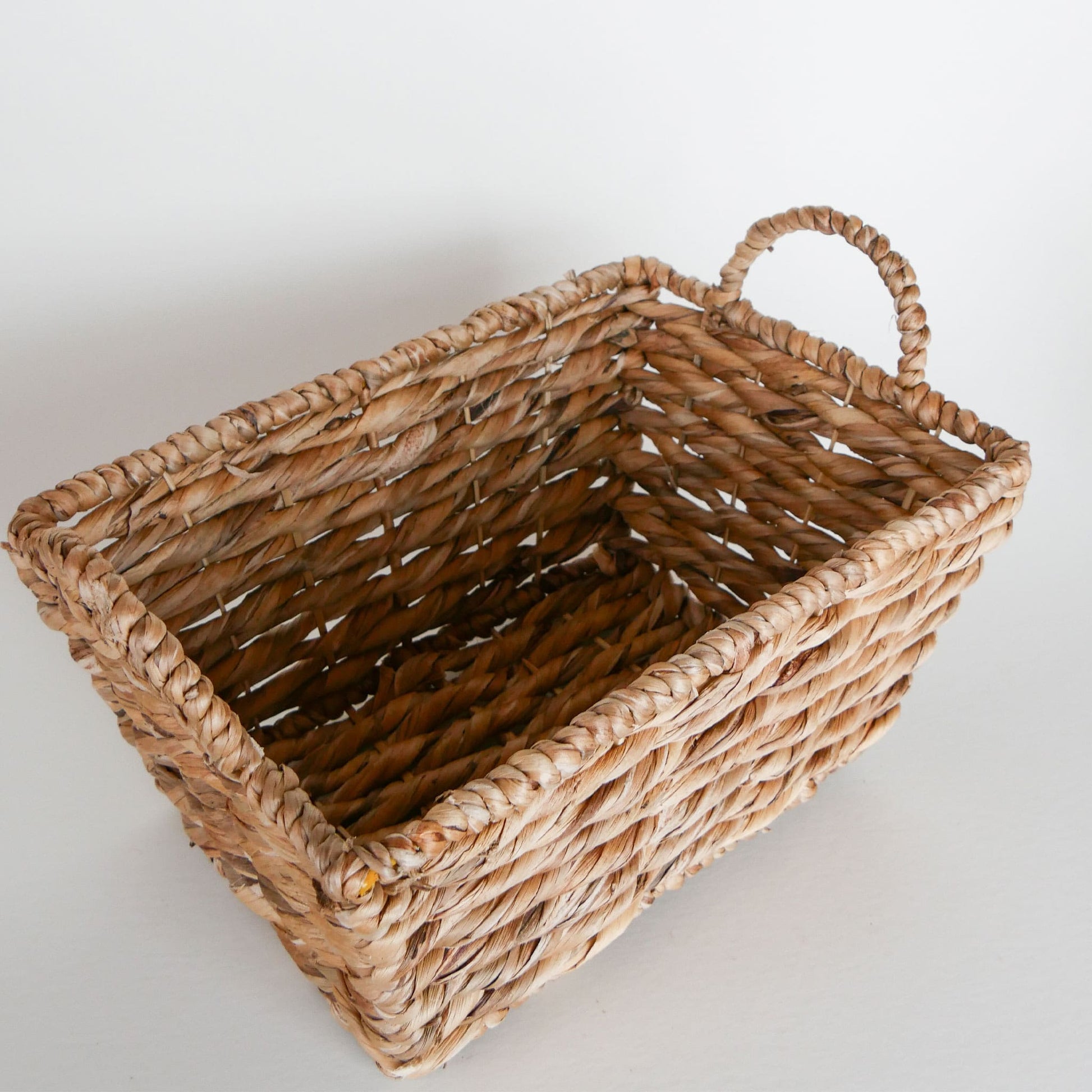 Rectangle Seagrass Wicker Basket with Handles, Vintage Wicker Basket, Vintage Home Decor