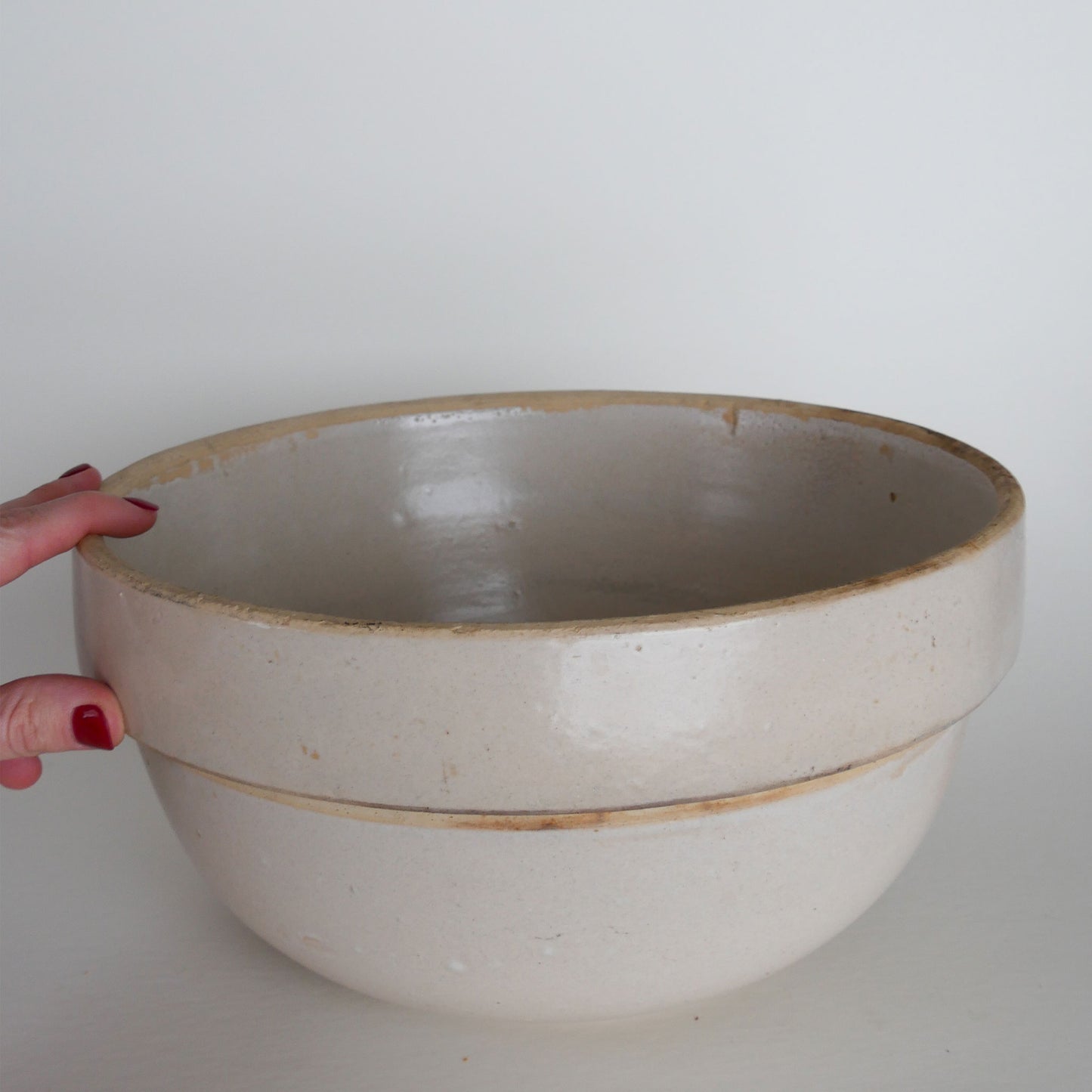 Vintage Crock Bowl, Stoneware Bowl, Salt Glazed Crock Bowl, Vintage Stoneware Bread Bowl, Vintage Kitchen Decor, Primitive Stoneware