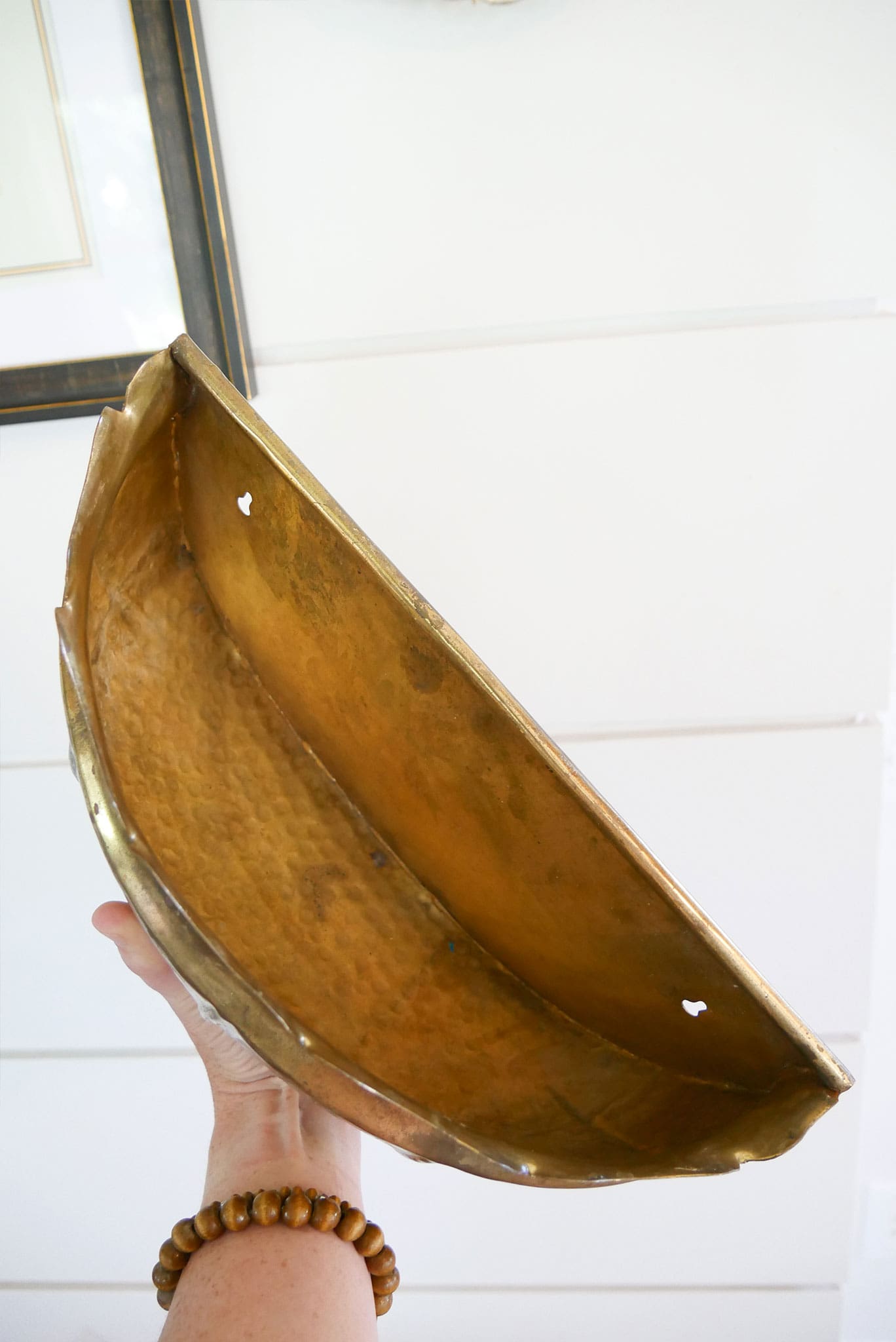 Large Vintage Brass Wall Planter Vintage BRass Wall Sconce Brass Wall Pocket Vintage BRass Wall DEcor