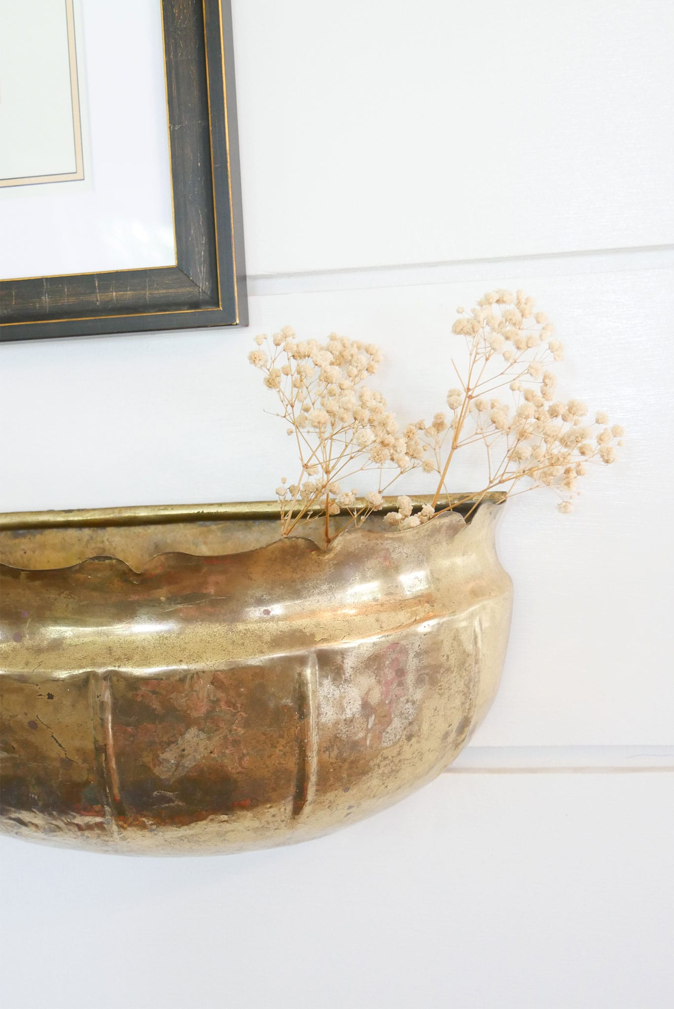 Large Vintage Brass Wall Planter Vintage BRass Wall Sconce Brass Wall Pocket Vintage BRass Wall DEcor