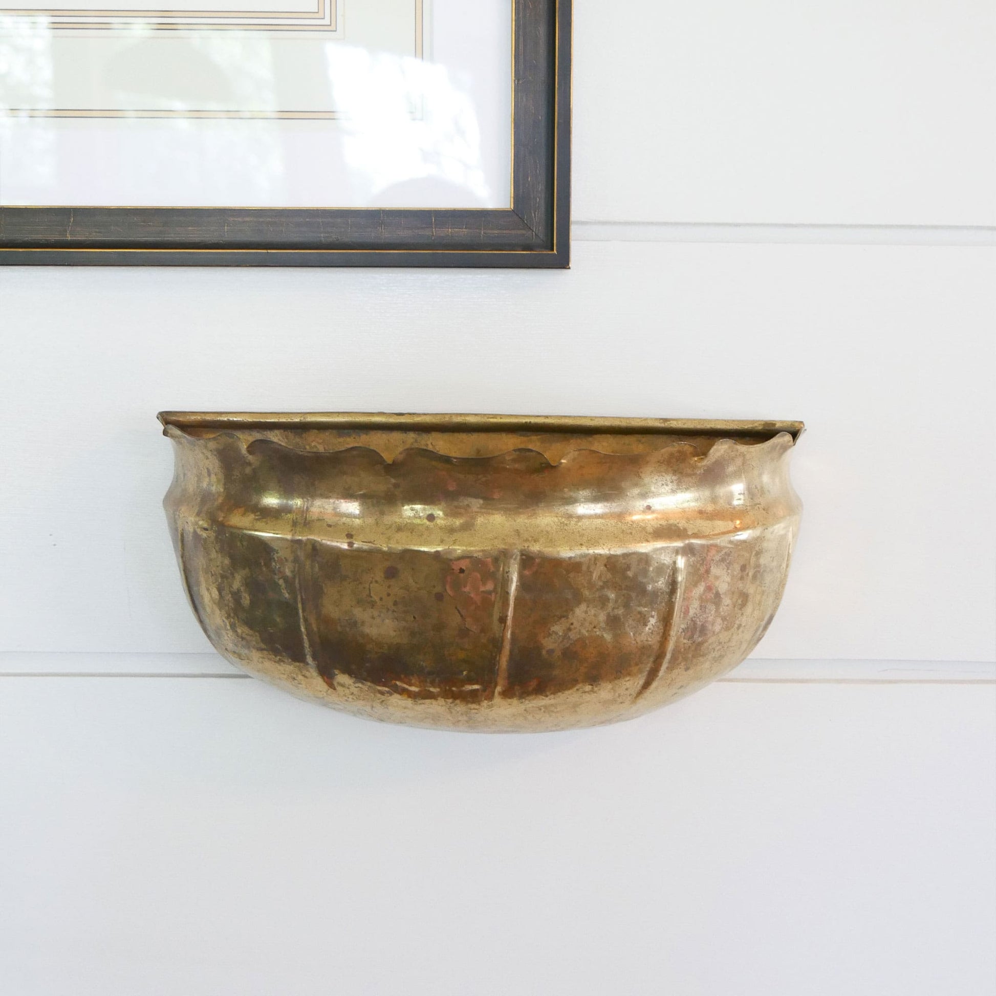 Large Vintage Brass Wall Planter Vintage BRass Wall Sconce Brass Wall Pocket Vintage BRass Wall DEcor