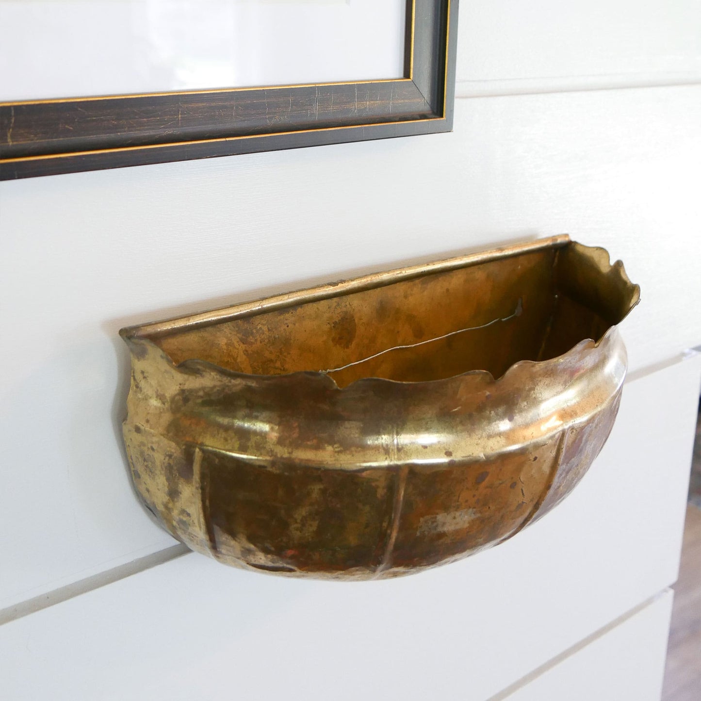 Large Vintage Brass Wall Planter Vintage BRass Wall Sconce Brass Wall Pocket Vintage BRass Wall DEcor