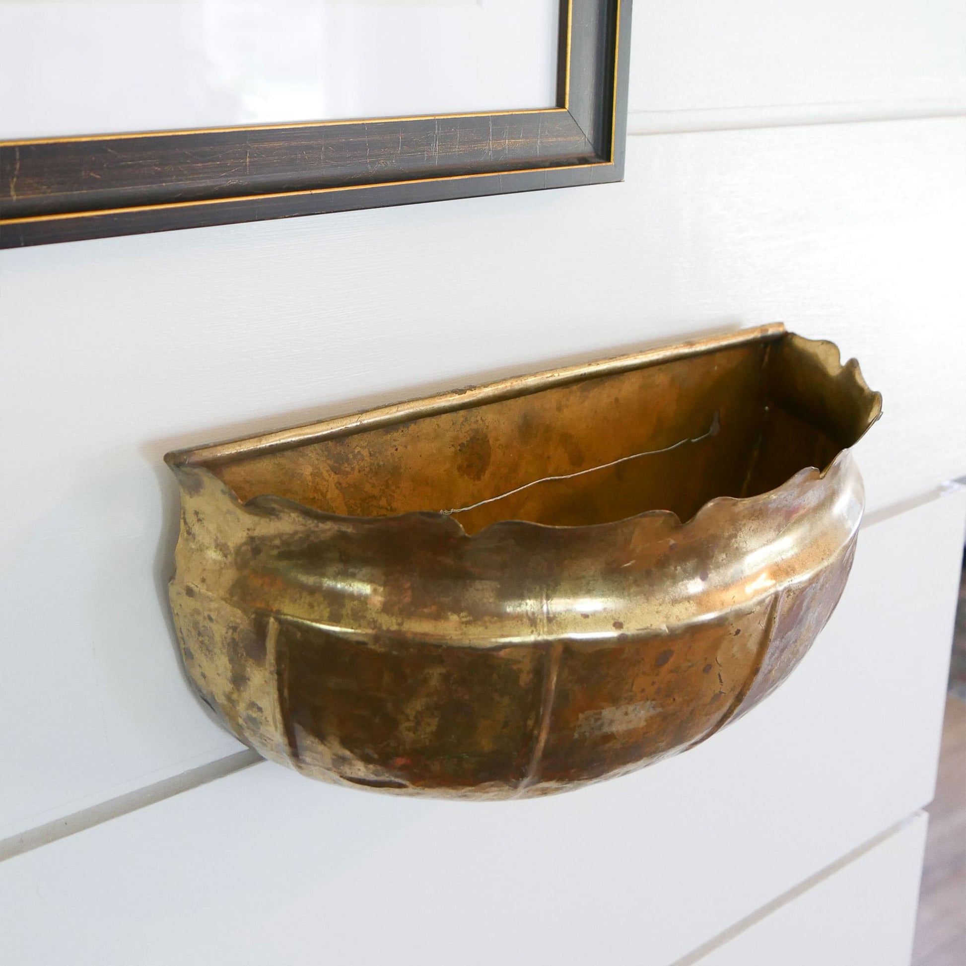 Large Vintage Brass Wall Planter Vintage BRass Wall Sconce Brass Wall Pocket Vintage BRass Wall DEcor
