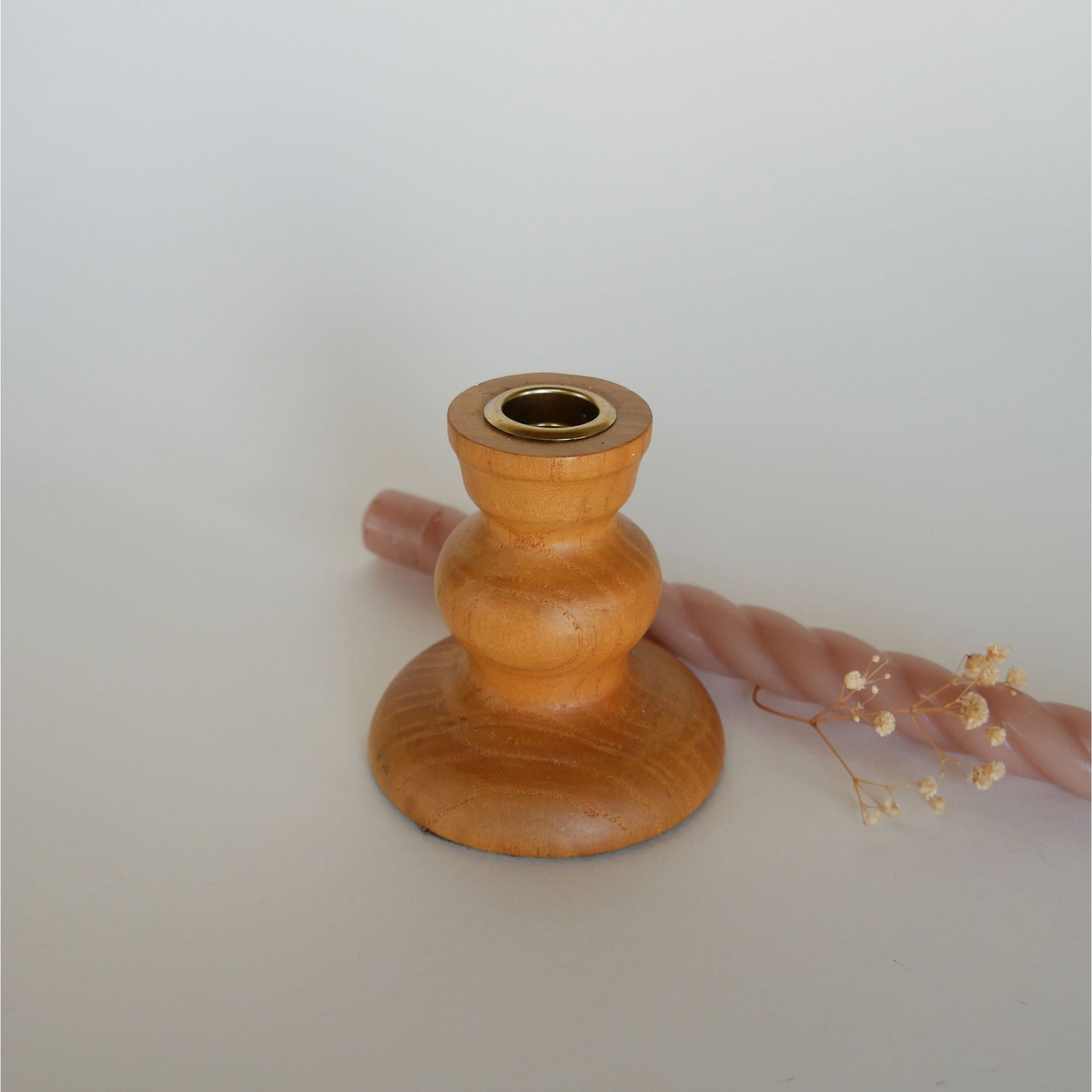 4in Light Wood Candlestick Holder, Farmhouse Wood Candlestick Holder, Wood Tapered Candlestick Holder