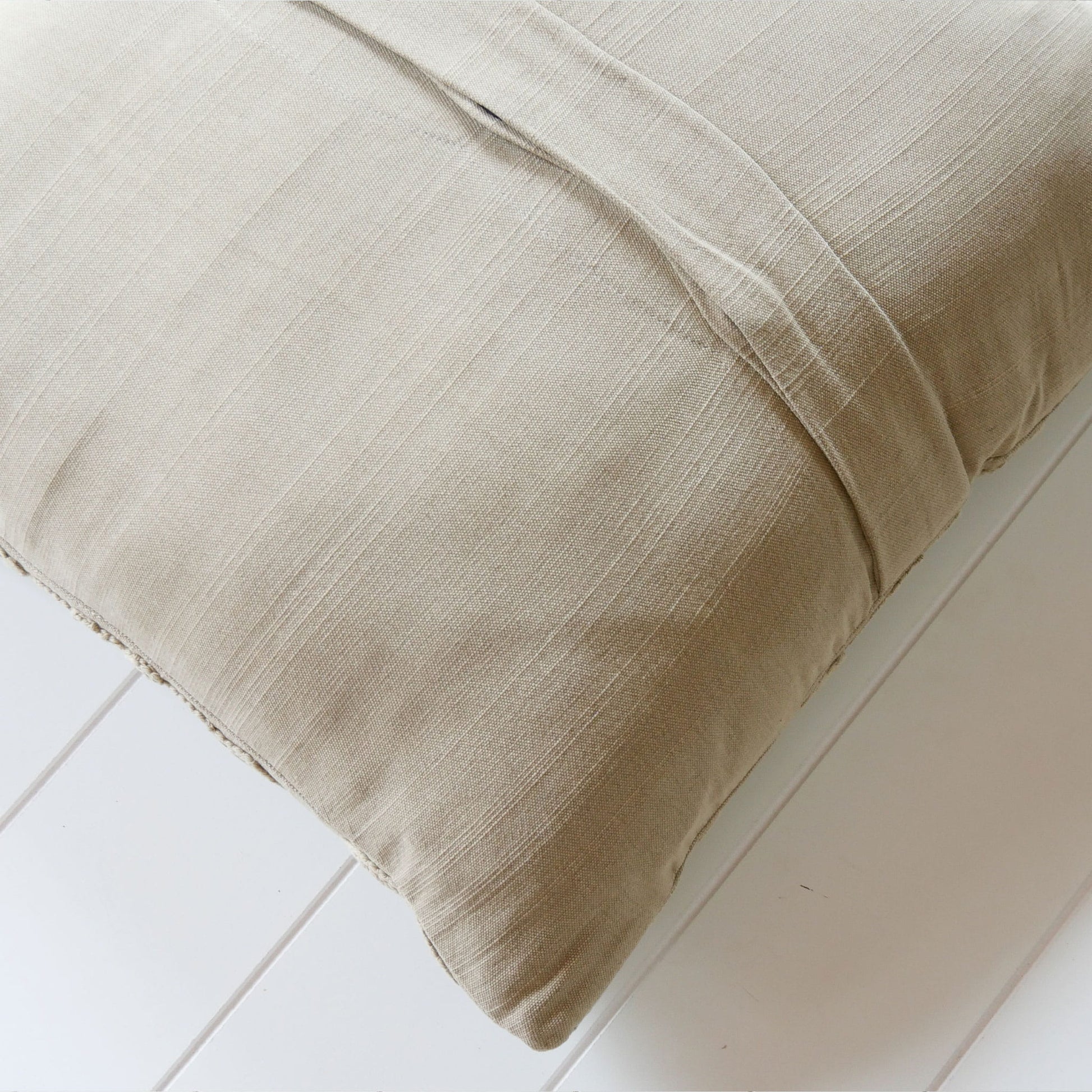Flax Beige Embroidered Pillow & Cover, Beige Embroidered Throw Pillow, Beige Embroidered Accent Pillow