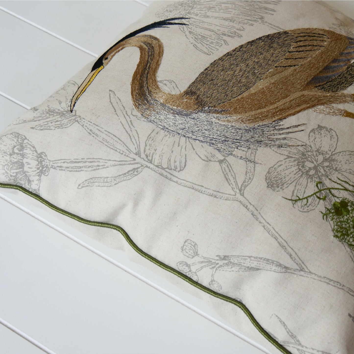 Vintage Linen Heron Accent Pillow, Vintage Linen Heron Throw Pillow, Vintage Bird Pillow, Vintage Bird Pillow, Heron Bird Pillow, Crane Bird Pillow, Stork Bird Pillow