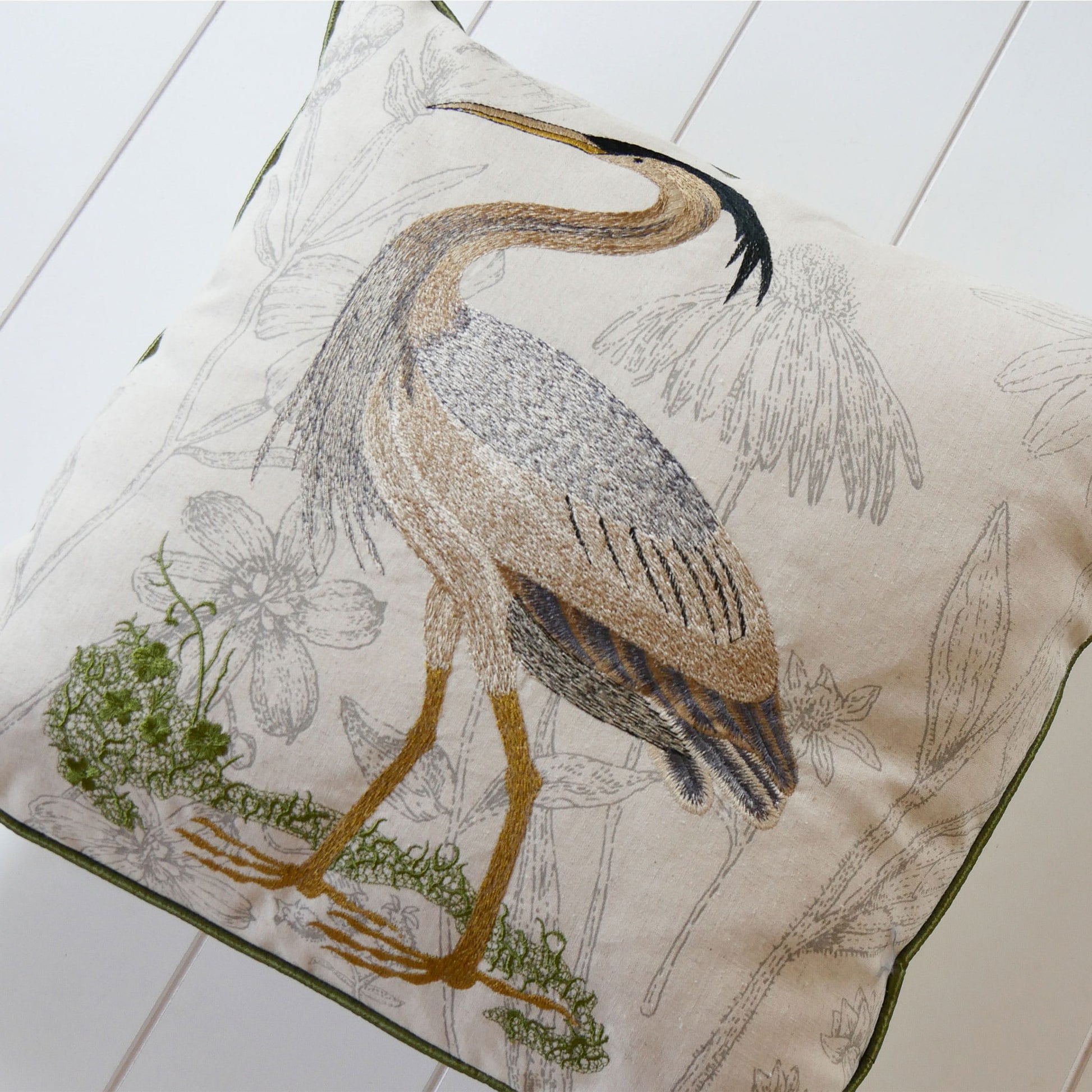 Vintage Linen Heron Accent Pillow, Vintage Linen Heron Throw Pillow, Vintage Bird Pillow, Vintage Bird Pillow, Heron Bird Pillow, Crane Bird Pillow, Stork Bird Pillow