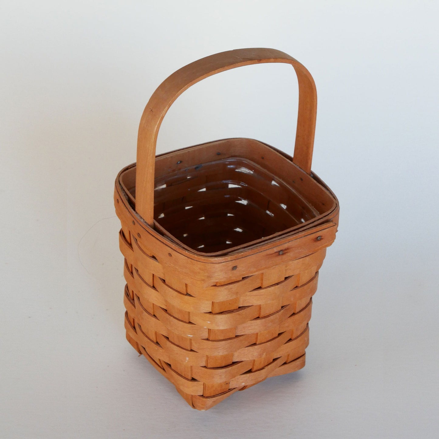11in Square Longaberger Peg Basket, Vintage Longaberger Peg Basket, Vintage Longaberger Basket, Vintage Wicker Basket, Vintage HOme Decor