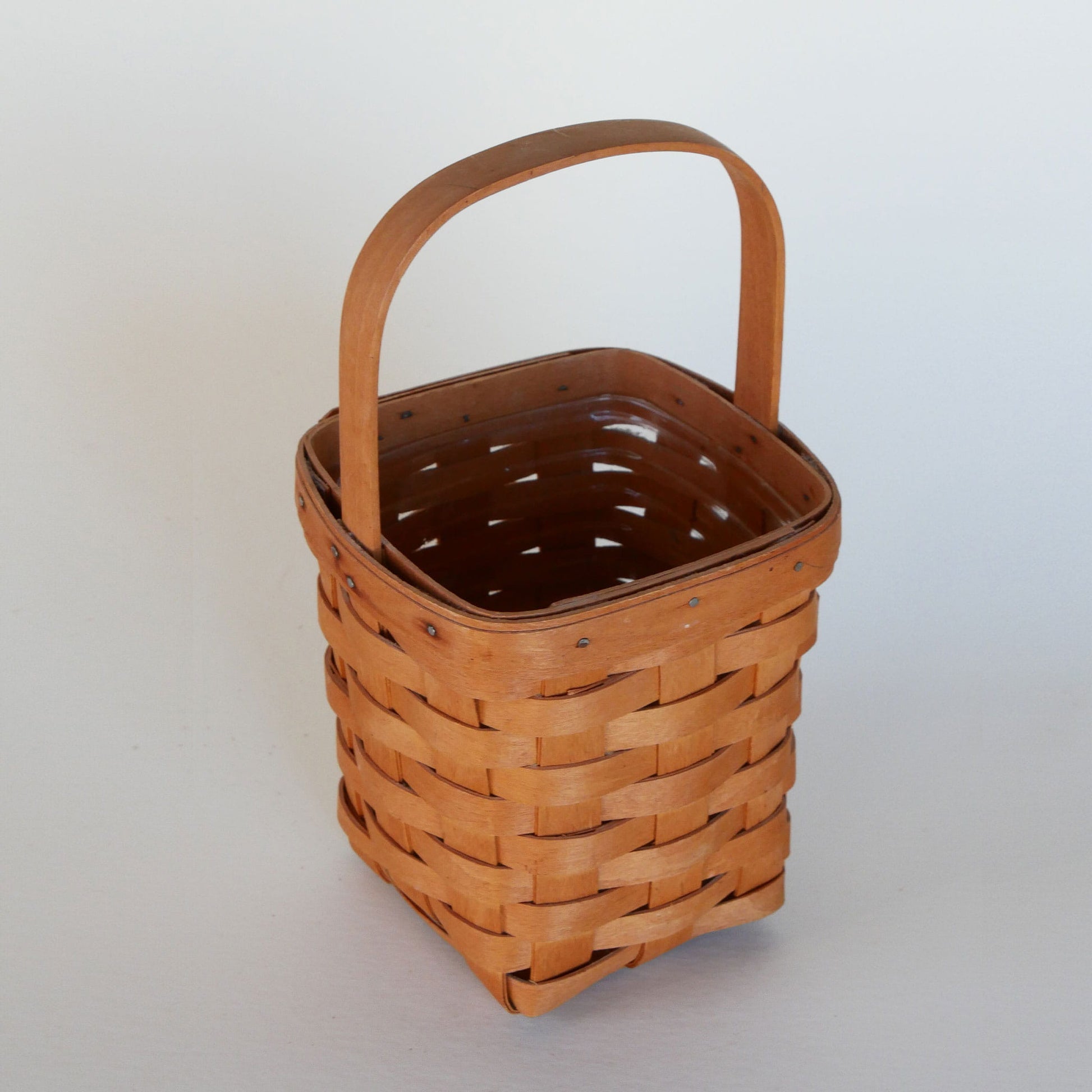 11in Square Longaberger Peg Basket, Vintage Longaberger Peg Basket, Vintage Longaberger Basket, Vintage Wicker Basket, Vintage HOme Decor
