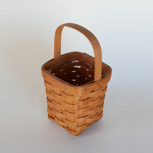 11in Square Longaberger Peg Basket, Vintage Longaberger Peg Basket, Vintage Longaberger Basket, Vintage Wicker Basket, Vintage HOme Decor