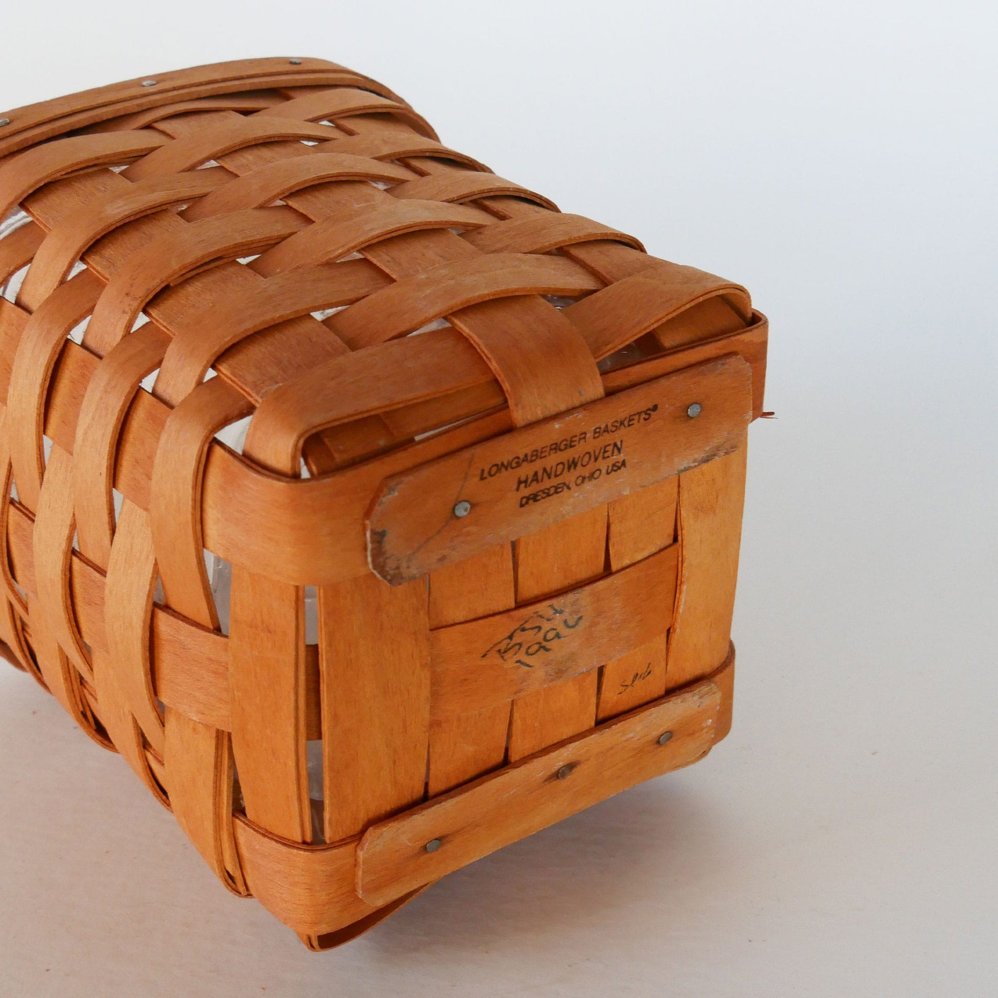 11in Square Longaberger Peg Basket, Vintage Longaberger Peg Basket, Vintage Longaberger Basket, Vintage Wicker Basket, Vintage HOme Decor