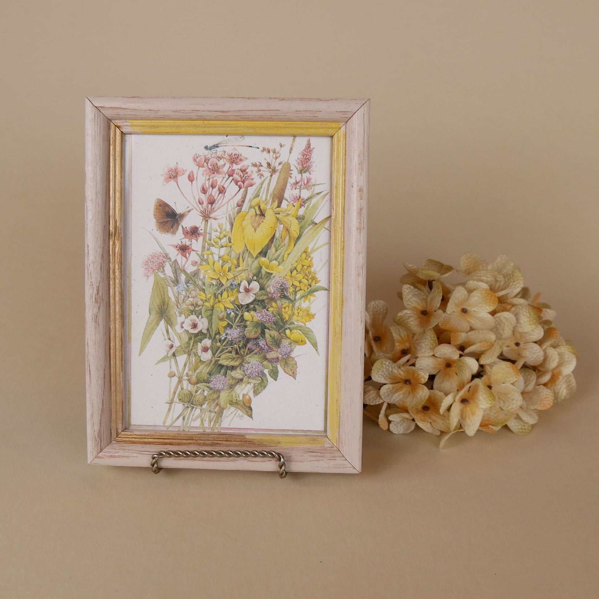 Marjolein Bastin Framed Vintage Artwork Wildflowers and Butterfly