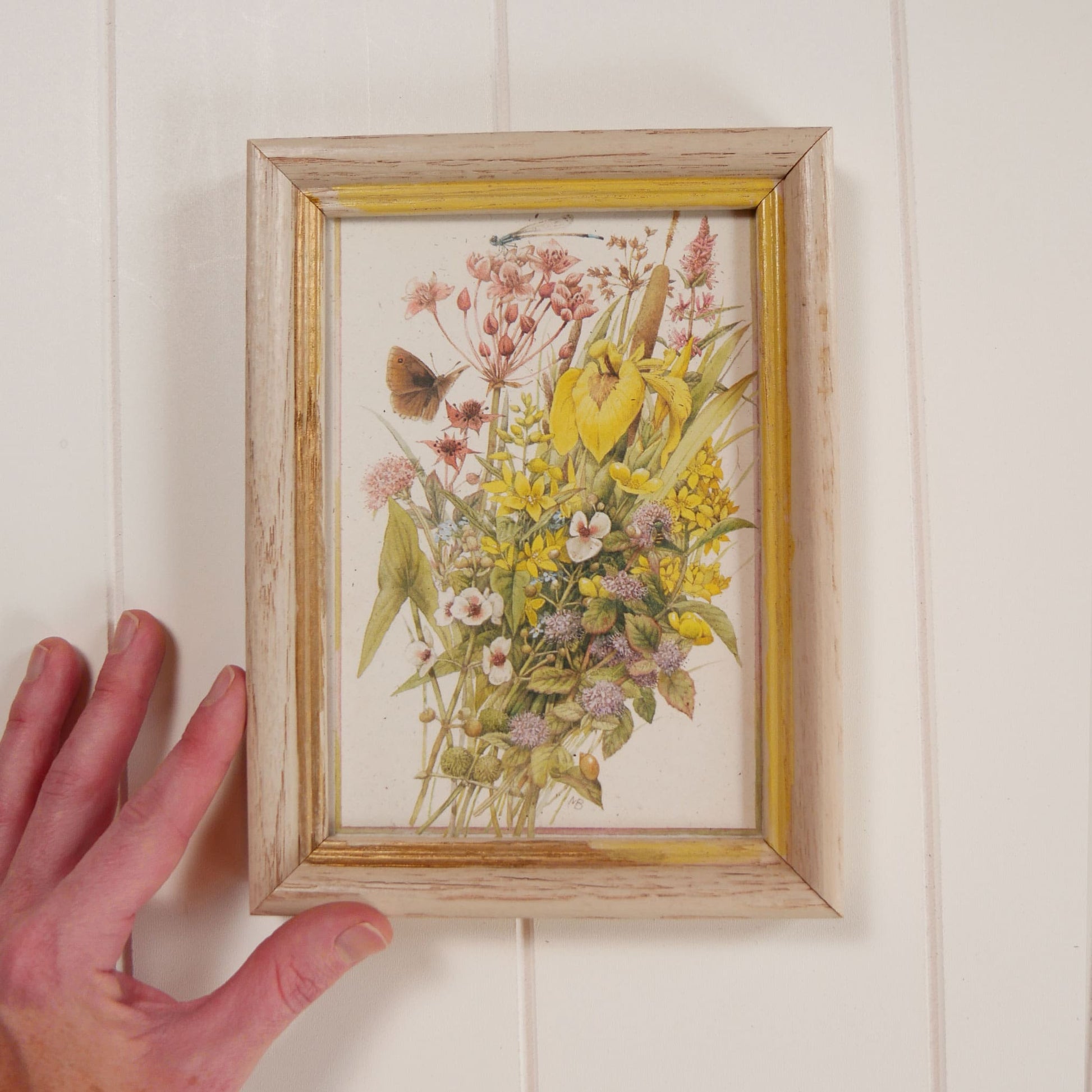 Marjolein Bastin Framed Vintage Artwork Wildflowers and Butterfly