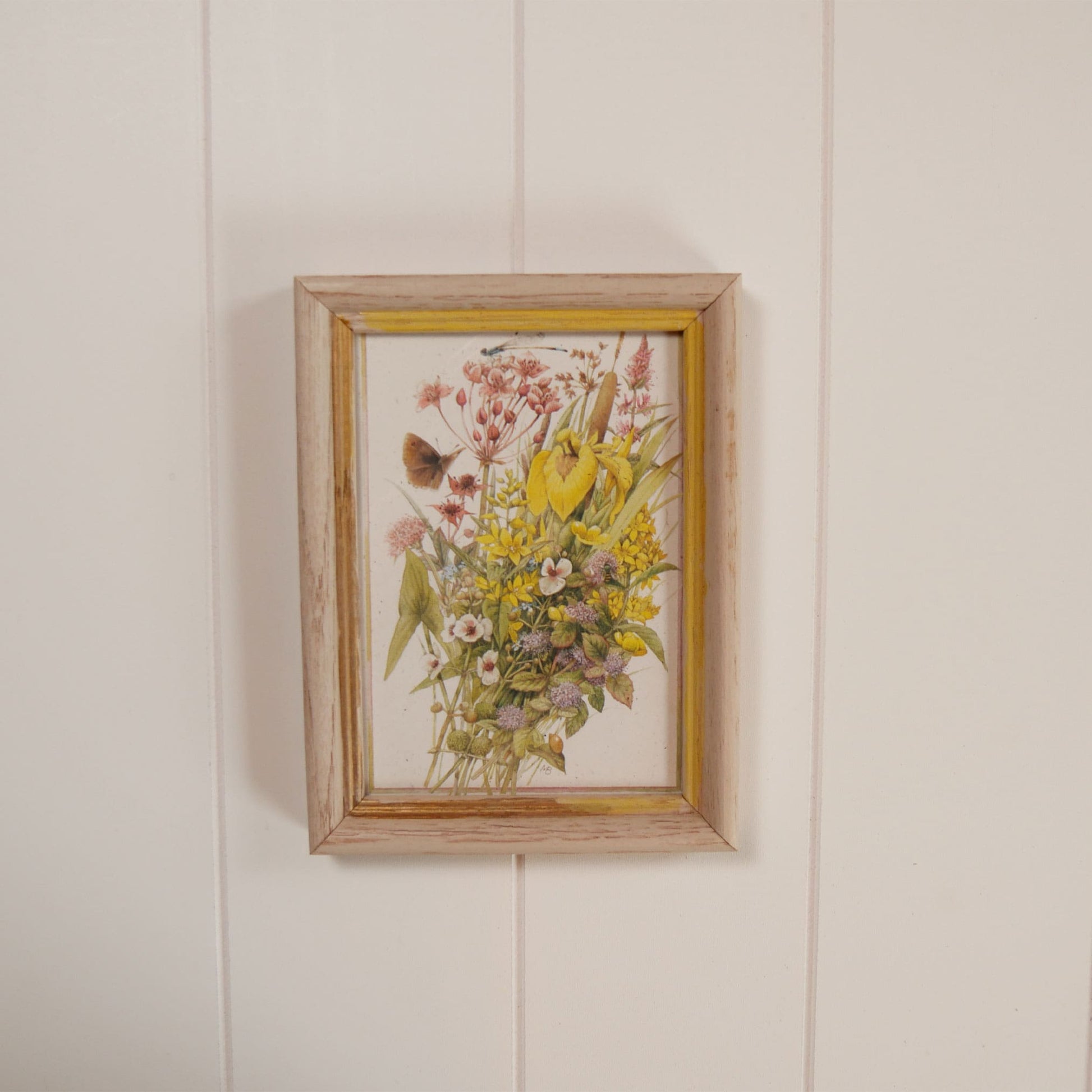 Marjolein Bastin Framed Vintage Artwork Wildflowers and Butterfly