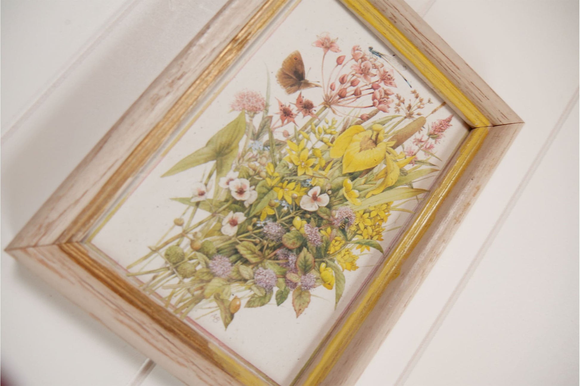 Marjolein Bastin Framed Vintage Artwork Wildflowers and Butterfly