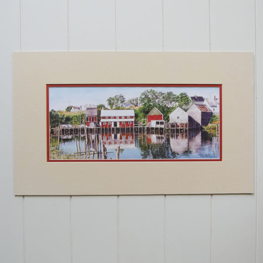 Matted Unframed Grand Manan Dock, Nova Scotia Print, By Ellen Stuke Hann