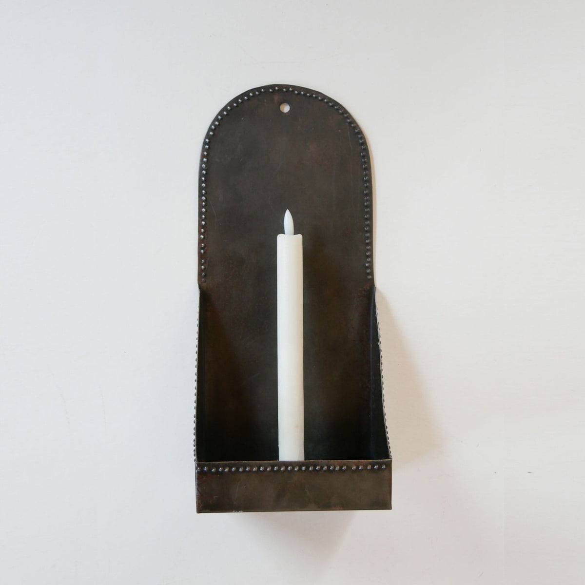 Metal Candlestick Holder Wall Sconce, Primitive Candlestick Holder, Vintage Metal Wall Pocker Candle holder, Primitive Wall Pocket Candle Holder