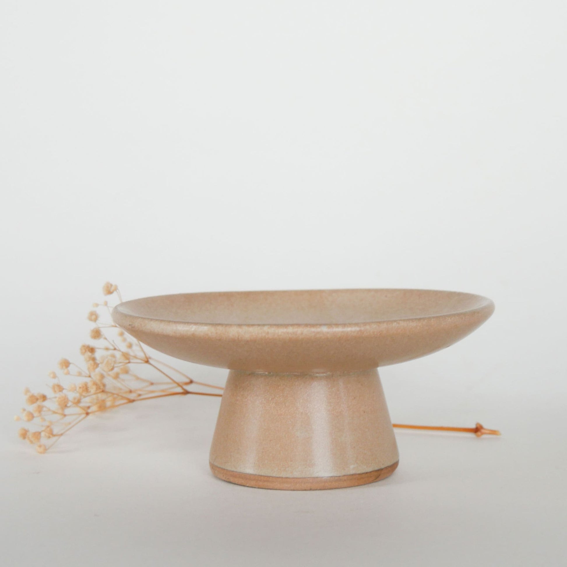 Mini Taupe Pottery Pedestal Stand, Mini Pottery Pedestal, Mini Tan Pottery Stand, Mini Cupcake Stand, Pottery Stand