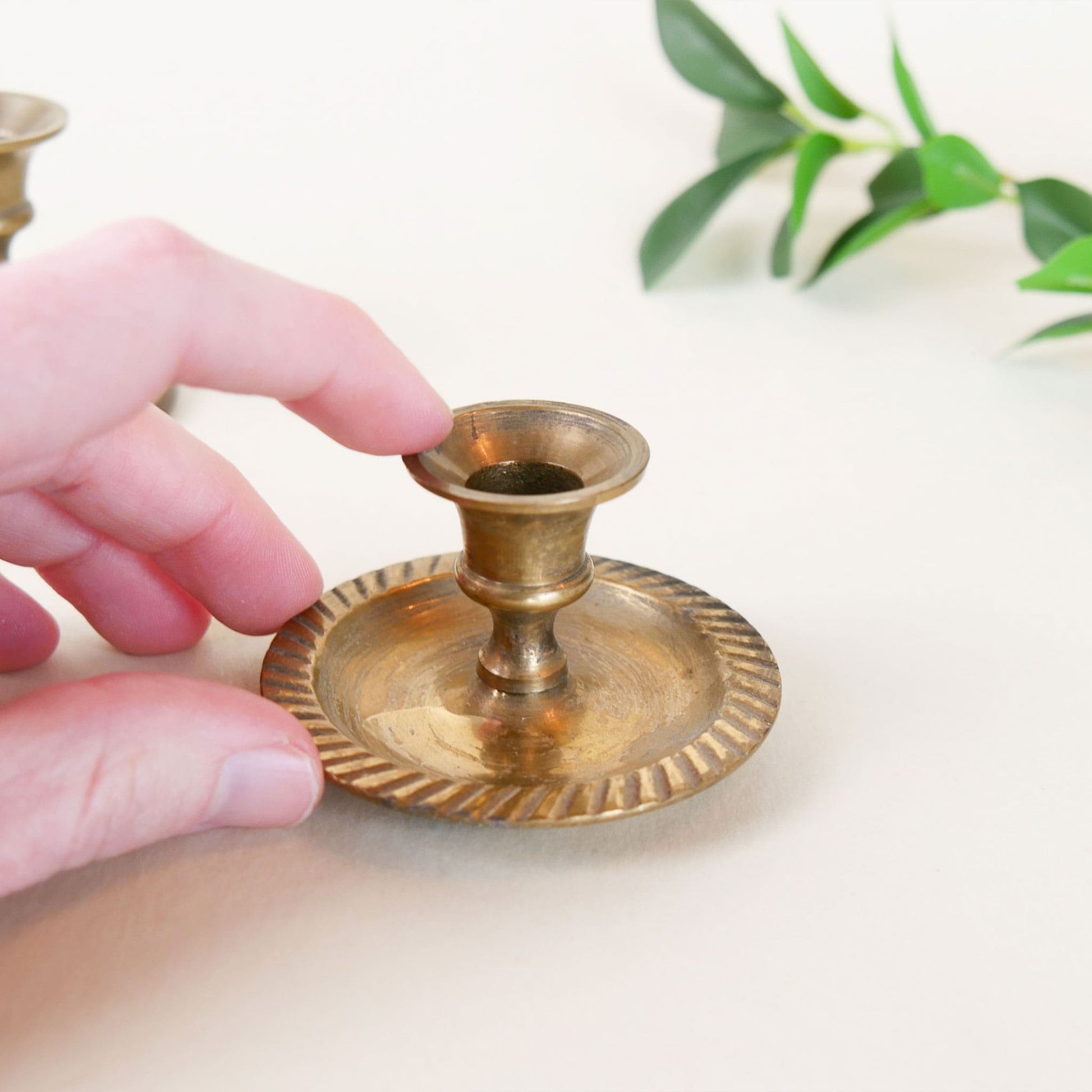 Mini Solid Brass Tapered Candlestick Holders, Vintage Brass Candle Holders, Thrifted Brass Decor, Vintage Brass Decor