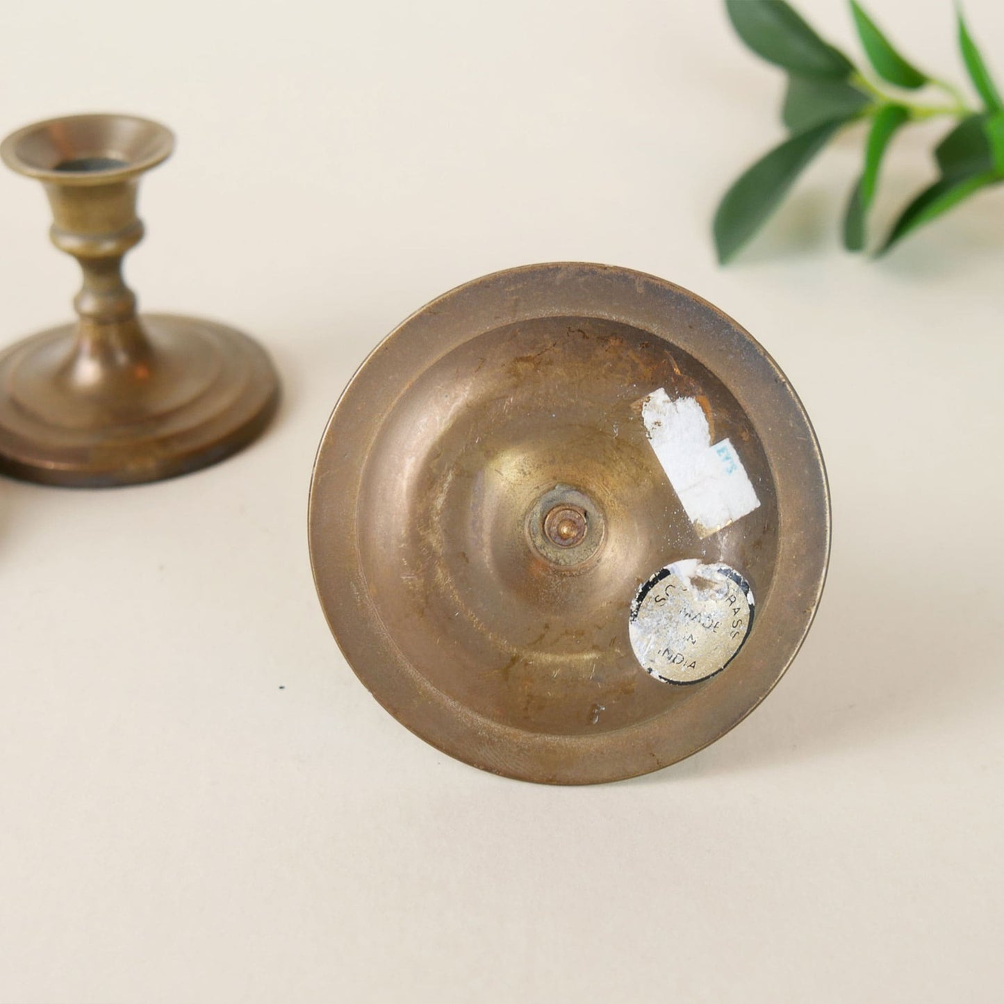 Mini Solid Brass Tapered Candlestick Holders, Vintage Brass Candle Holders, Thrifted Brass Decor, Vintage Brass Decor
