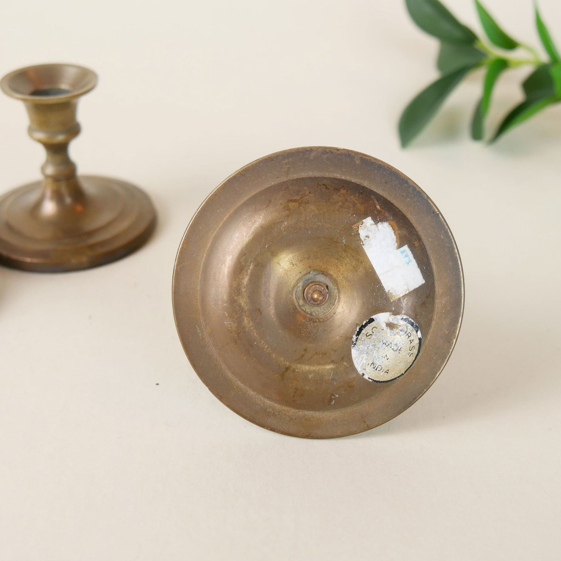 Mini Solid Brass Tapered Candlestick Holders, Vintage Brass Candle Holders, Thrifted Brass Decor, Vintage Brass Decor