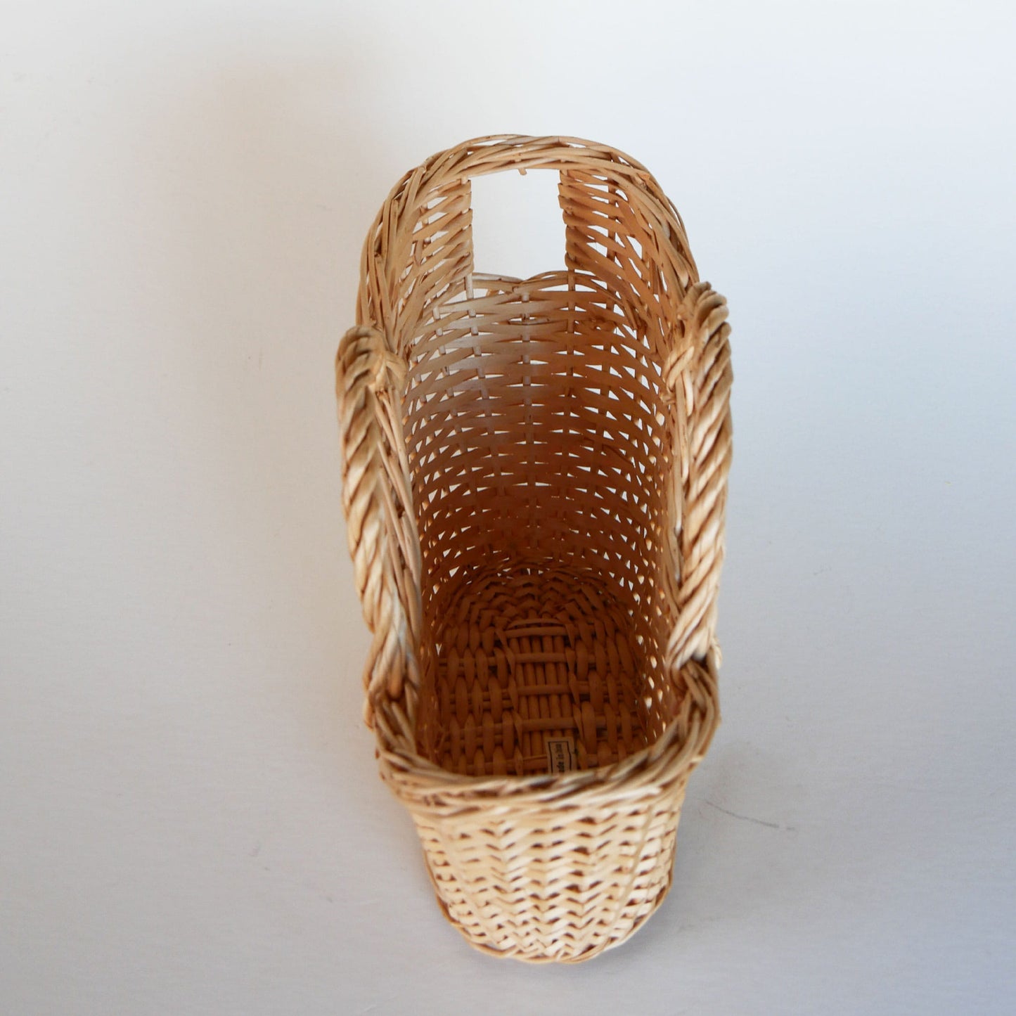 Natural Wicker Gathering Basket, Vintage Bottle Basket, Vintage Handle Basket, Vintage Home Decor