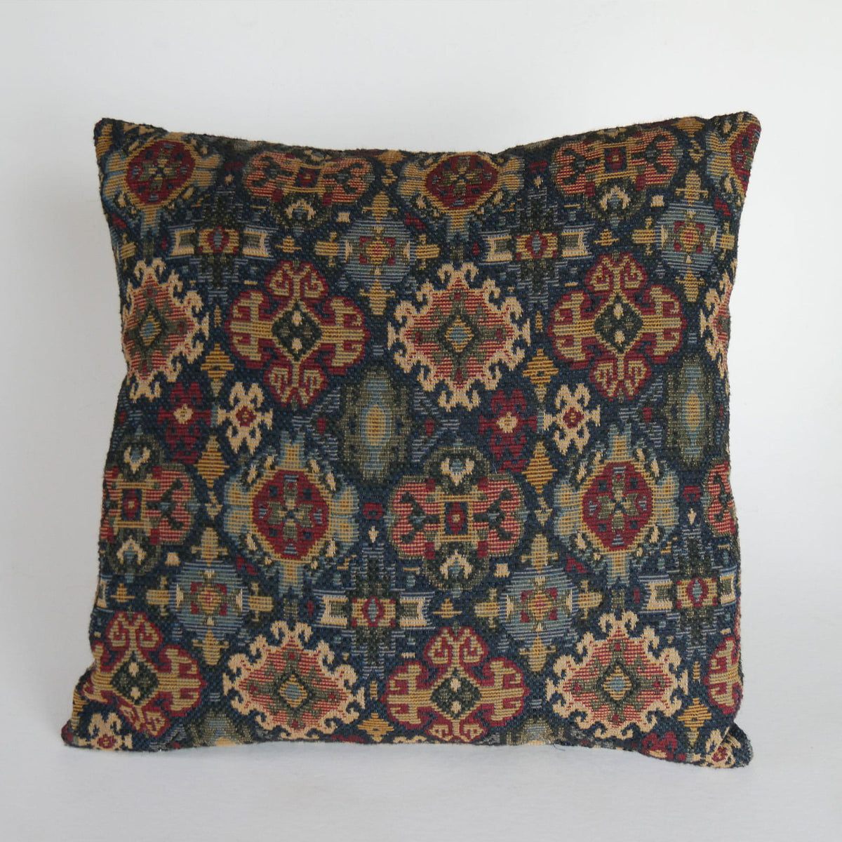 Vintage Navy and Red Tapestry Pillow, Vintage Tapestry Decor, Vintage Tapestry Pillow, Navy Pattern Pillow, Vintage Navy Tapestry Pillow