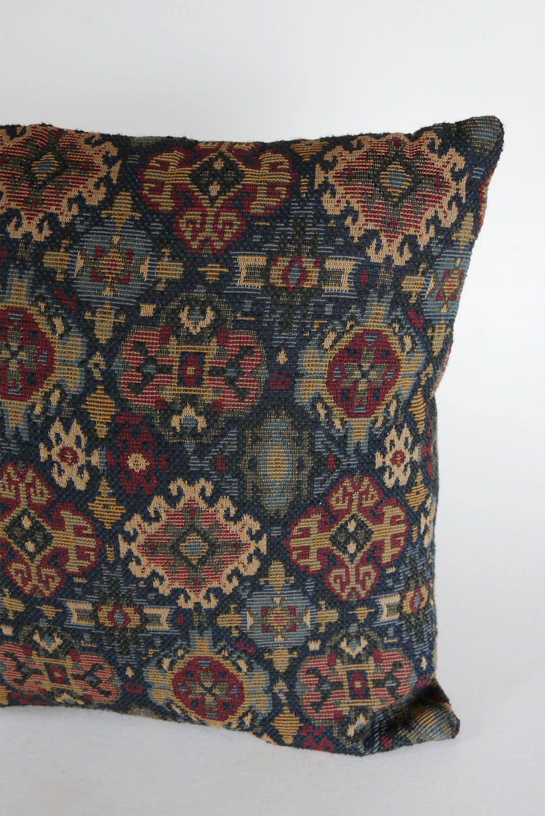 Vintage Navy and Red Tapestry Pillow, Vintage Tapestry Decor, Vintage Tapestry Pillow, Navy Pattern Pillow, Vintage Navy Tapestry Pillow