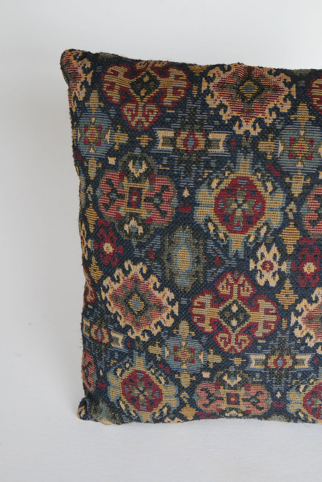 Vintage Navy and Red Tapestry Pillow, Vintage Tapestry Decor, Vintage Tapestry Pillow, Navy Pattern Pillow, Vintage Navy Tapestry Pillow