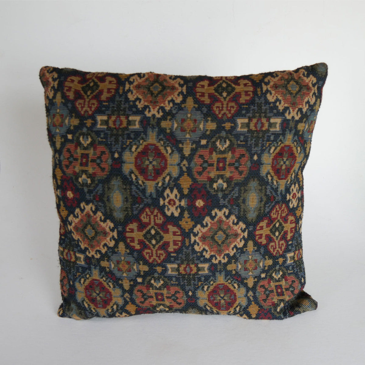 Vintage Navy and Red Tapestry Pillow, Vintage Tapestry Decor, Vintage Tapestry Pillow, Navy Pattern Pillow, Vintage Navy Tapestry Pillow