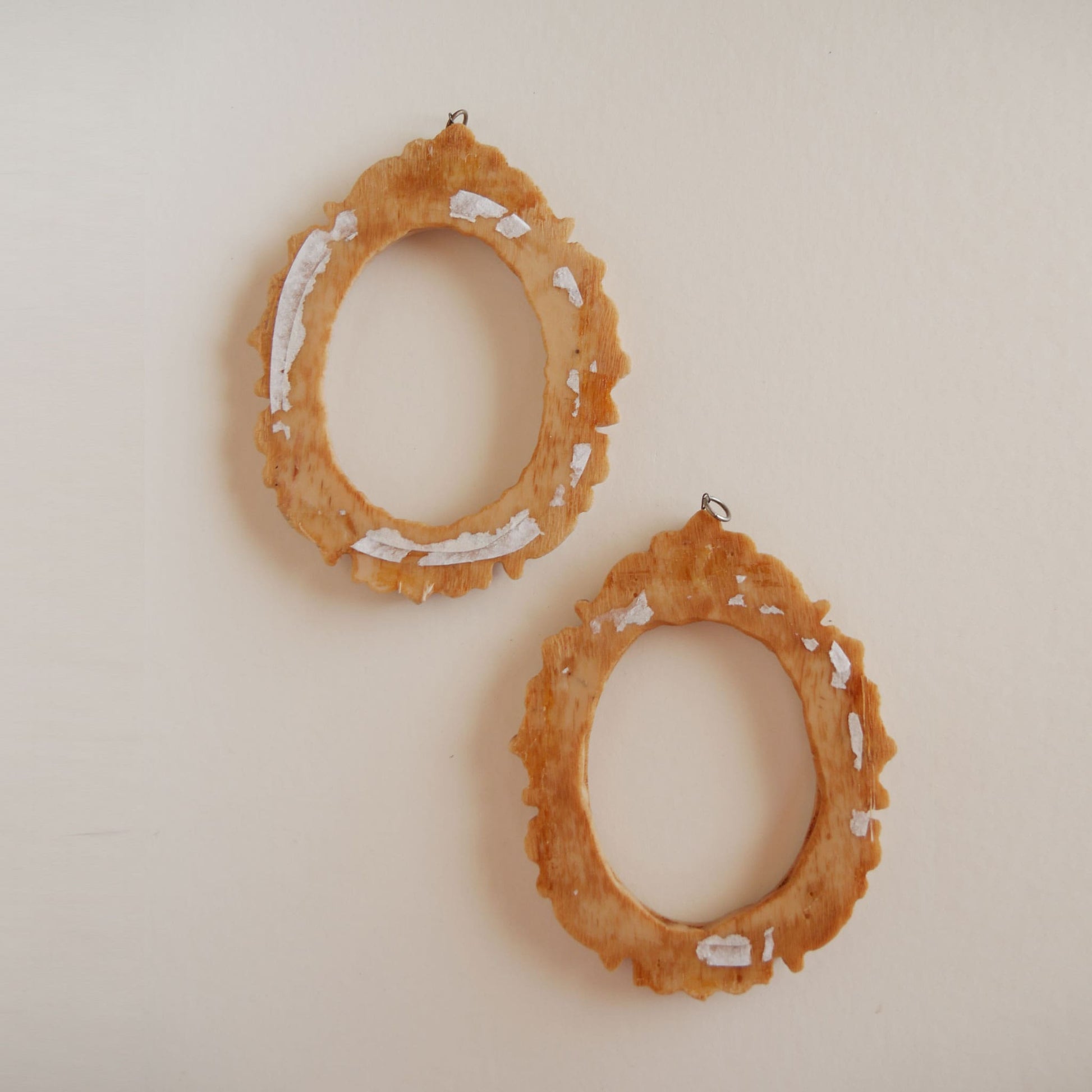 Ornate Oval Carved Frames, Vintage Stone Frames, Vintage Ivory Frames, Pair of Gallery Frames