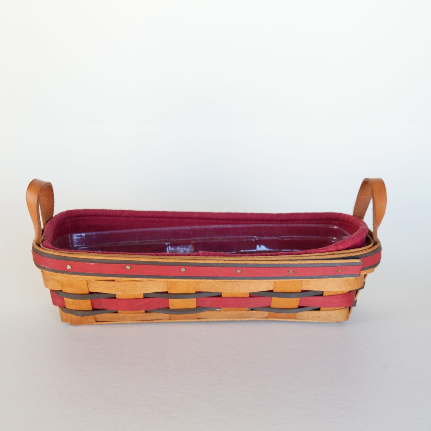 Longaberger Crisco American Baking Celebration Basket with Liner, Vintage Oval Longaberger Basket with liner, Vintage Longaberger with Maroon Liner, Vintage Longaberger Striped Oval Basket