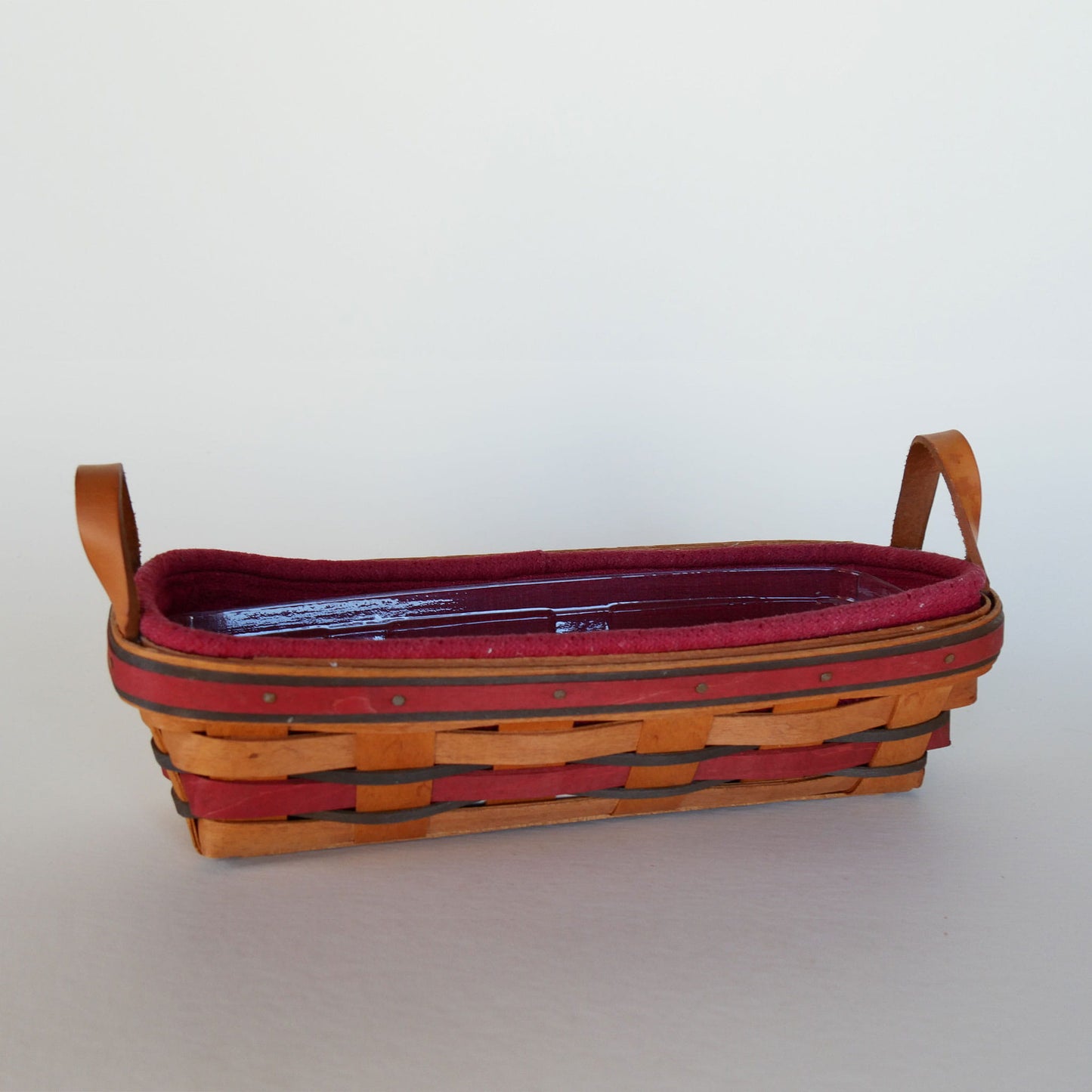 Longaberger Crisco American Baking Celebration Basket with Liner, Vintage Oval Longaberger Basket with liner, Vintage Longaberger with Maroon Liner, Vintage Longaberger Striped Oval Basket