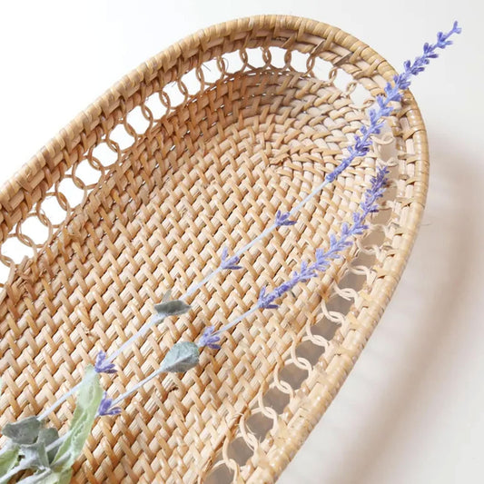 Oval Wicker Basket Tray Vintage Home Decor Thrifted Wicker Basket