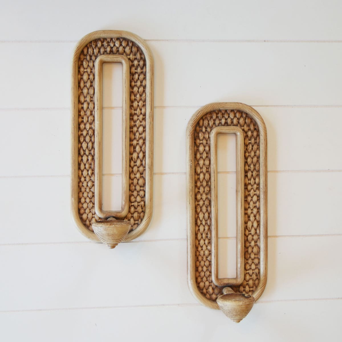 Pair of Vintage Homco Faux Wicker Sconces