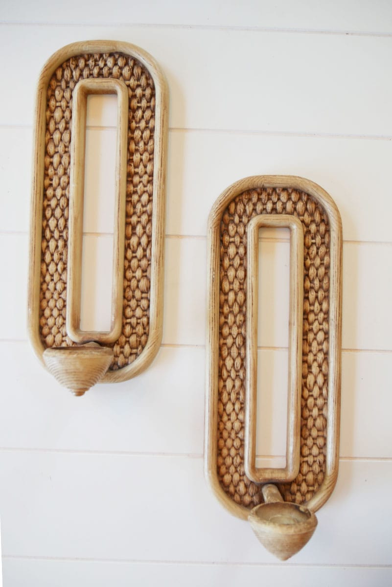 Pair of Vintage Homco Faux Wicker Sconces