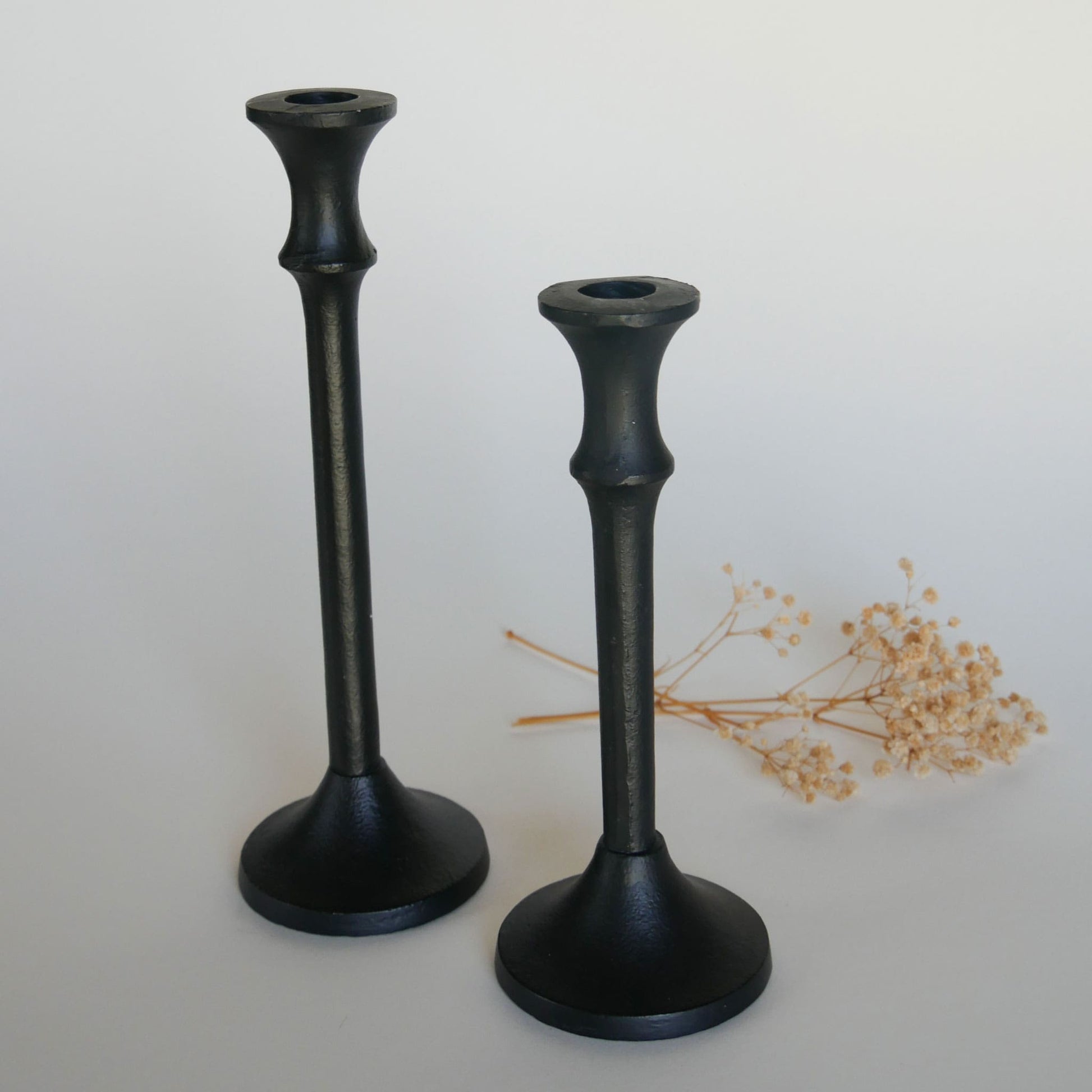 Pair of Matte Black Metal Candlestick Holders Modern Farmhouse Decor Modern Candlestick holders Farmhouse Dining Decor