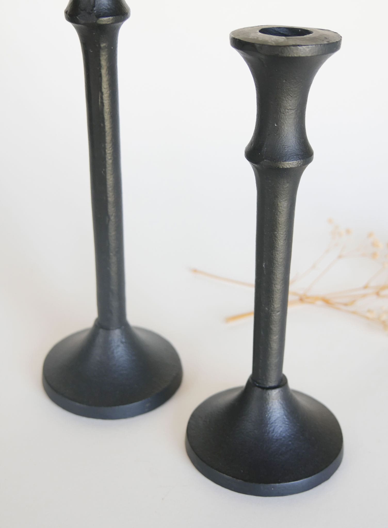 Pair of Matte Black Metal Candlestick Holders Modern Farmhouse Decor Modern Candlestick holders Farmhouse Dining Decor