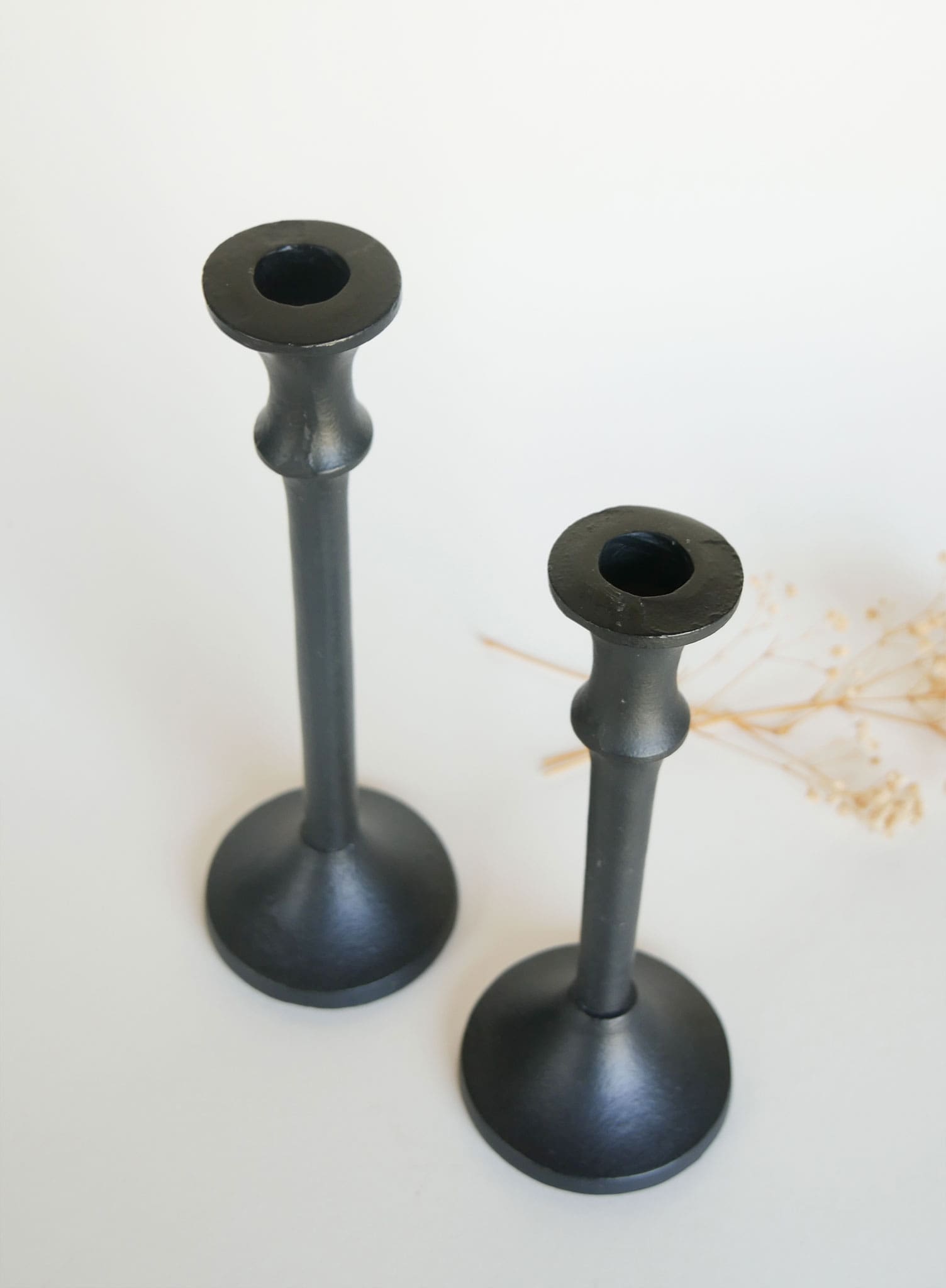 Pair of Matte Black Metal Candlestick Holders Modern Farmhouse Decor Modern Candlestick holders Farmhouse Dining Decor