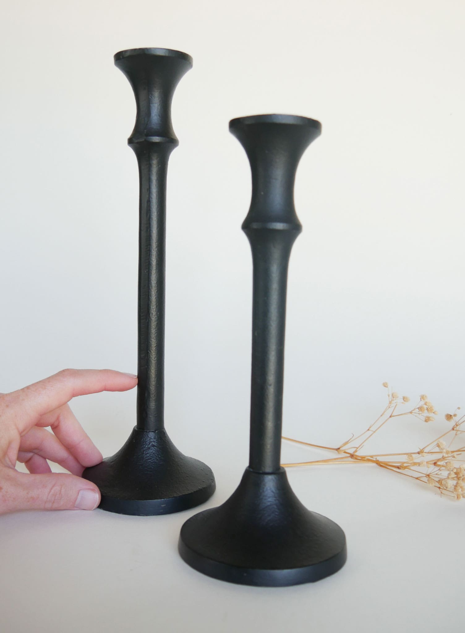 Pair of Matte Black Metal Candlestick Holders Modern Farmhouse Decor Modern Candlestick holders Farmhouse Dining Decor