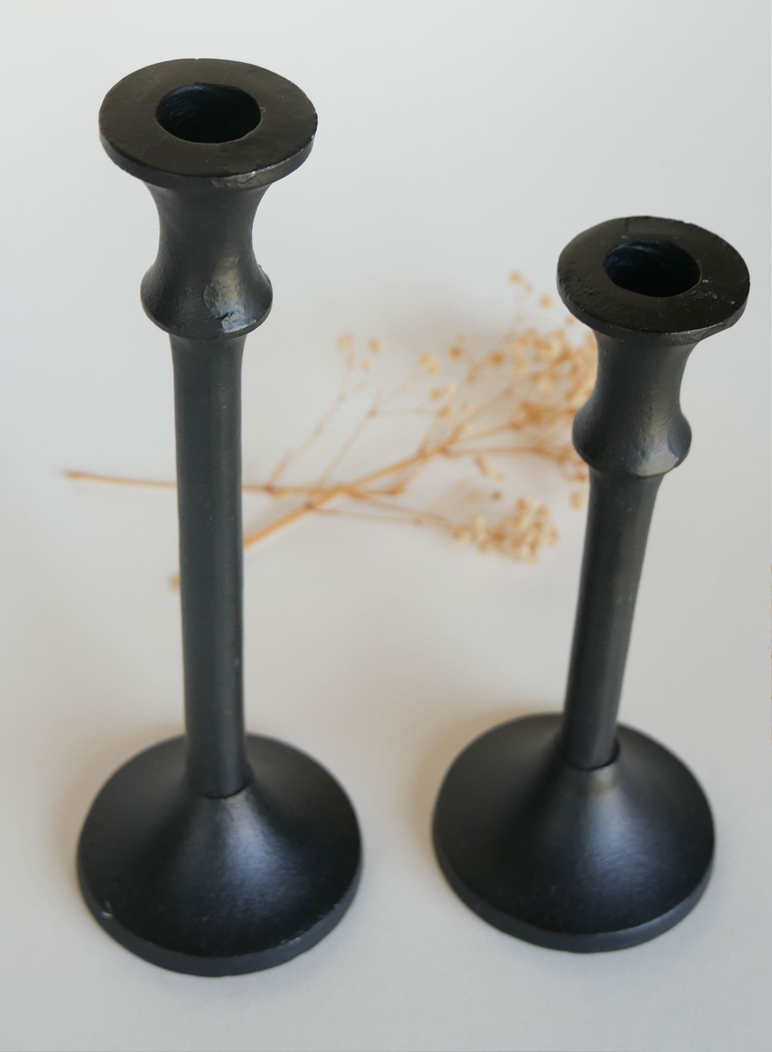 Pair of Matte Black Metal Candlestick Holders Modern Farmhouse Decor Modern Candlestick holders Farmhouse Dining Decor