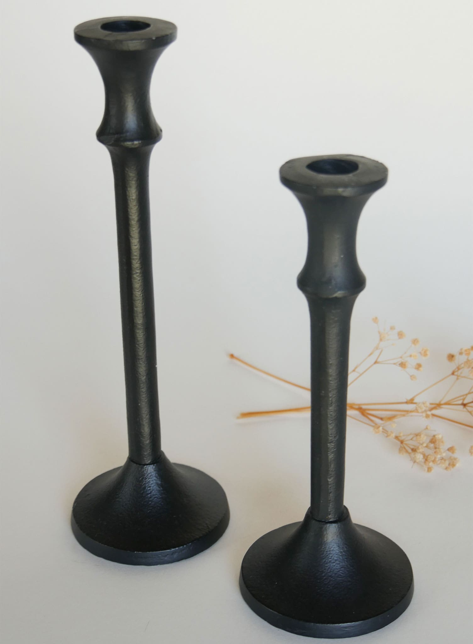 Pair of Matte Black Metal Candlestick Holders Modern Farmhouse Decor Modern Candlestick holders Farmhouse Dining Decor