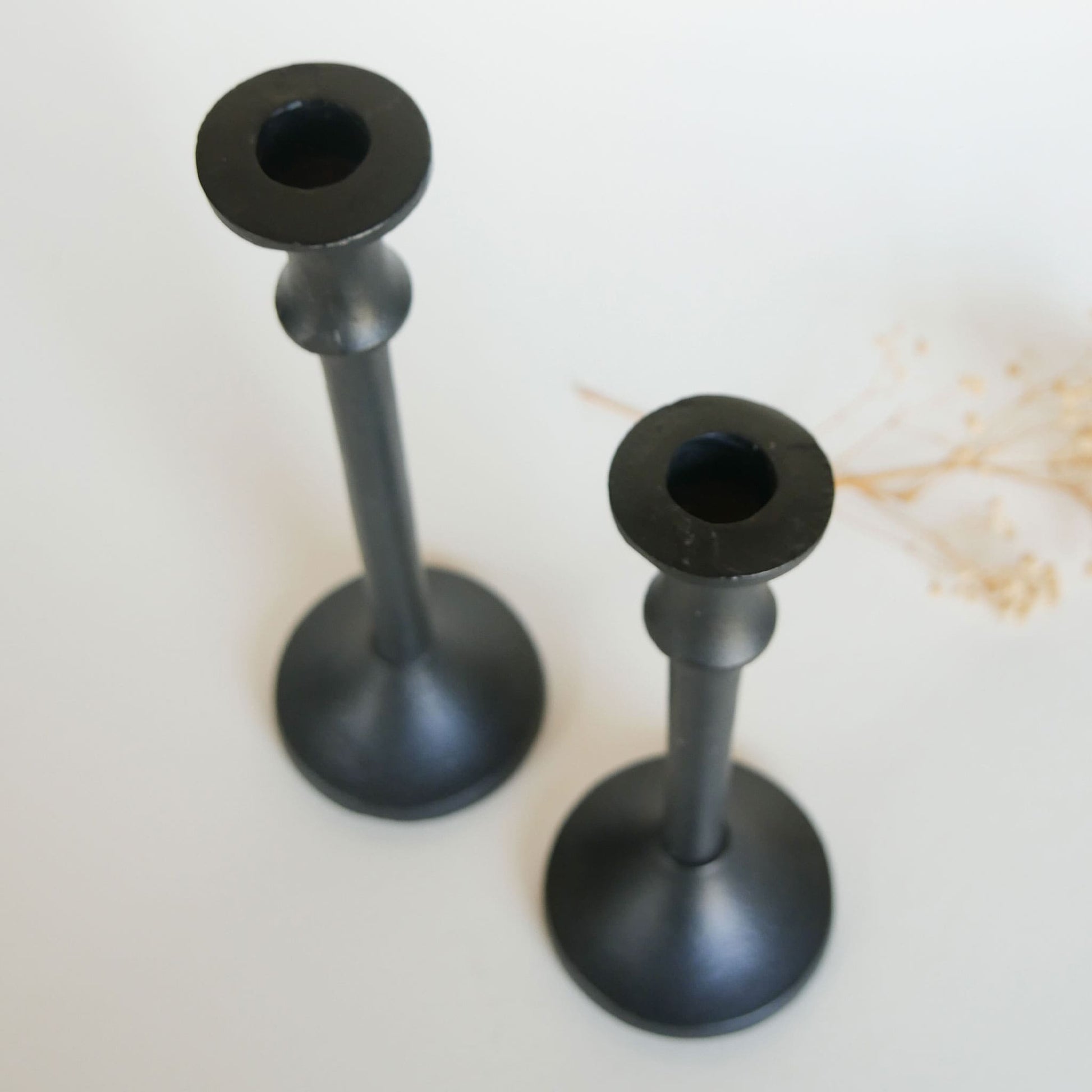 Pair of Matte Black Metal Candlestick Holders Modern Farmhouse Decor Modern Candlestick holders Farmhouse Dining Decor