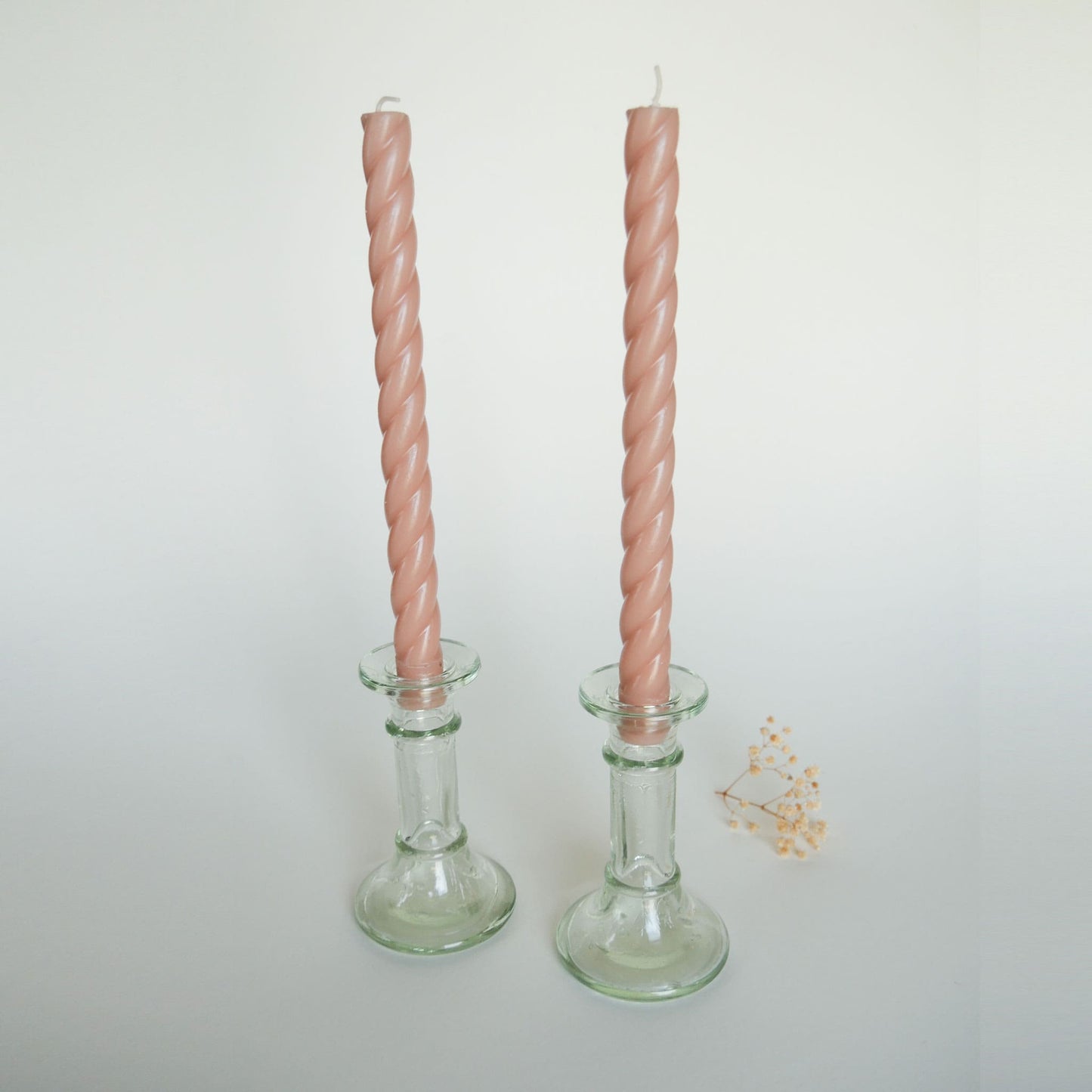 Pair of Recycled Glass Candlestick Holders Green Glass Candlestick Holders