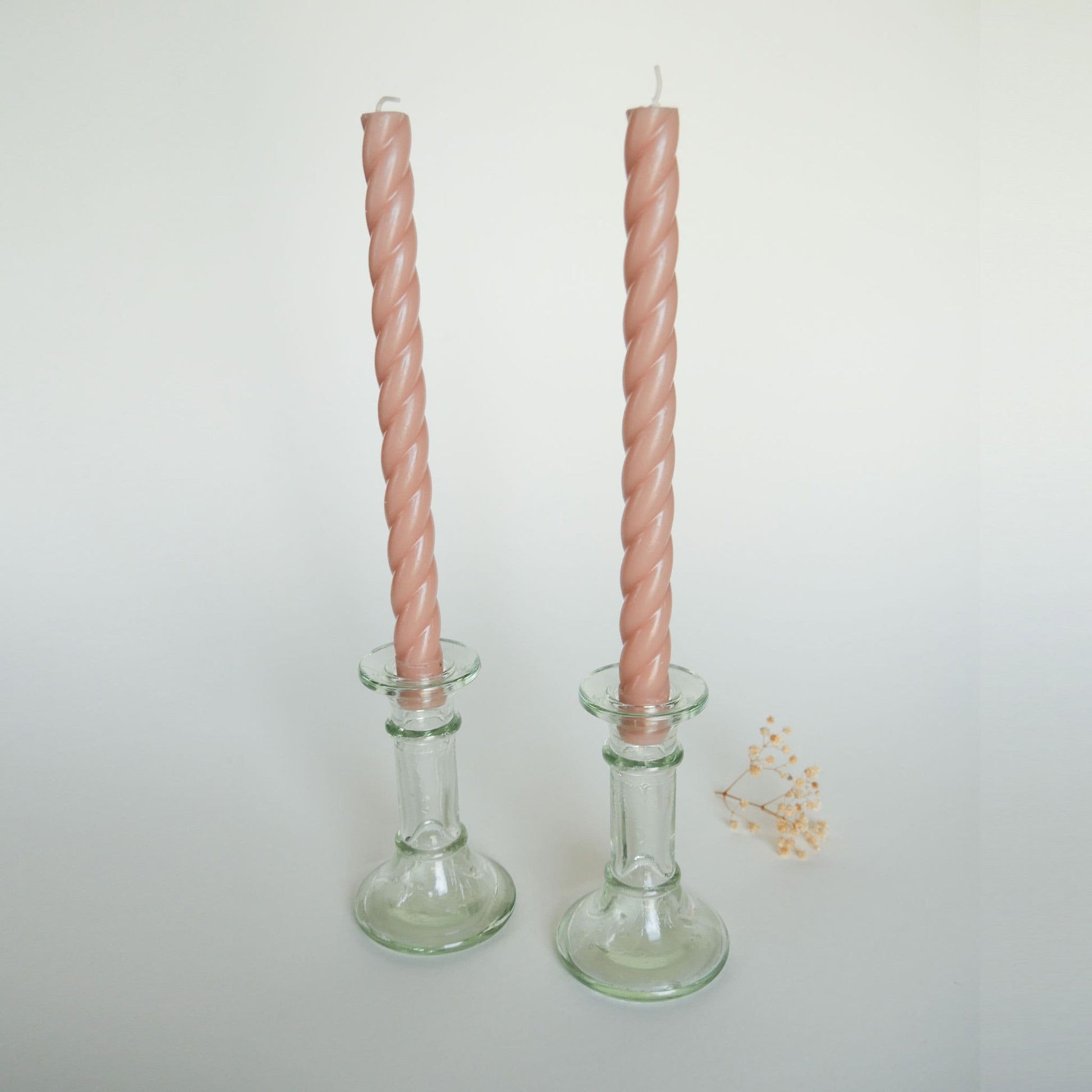 Pair of Recycled Glass Candlestick Holders Green Glass Candlestick Holders