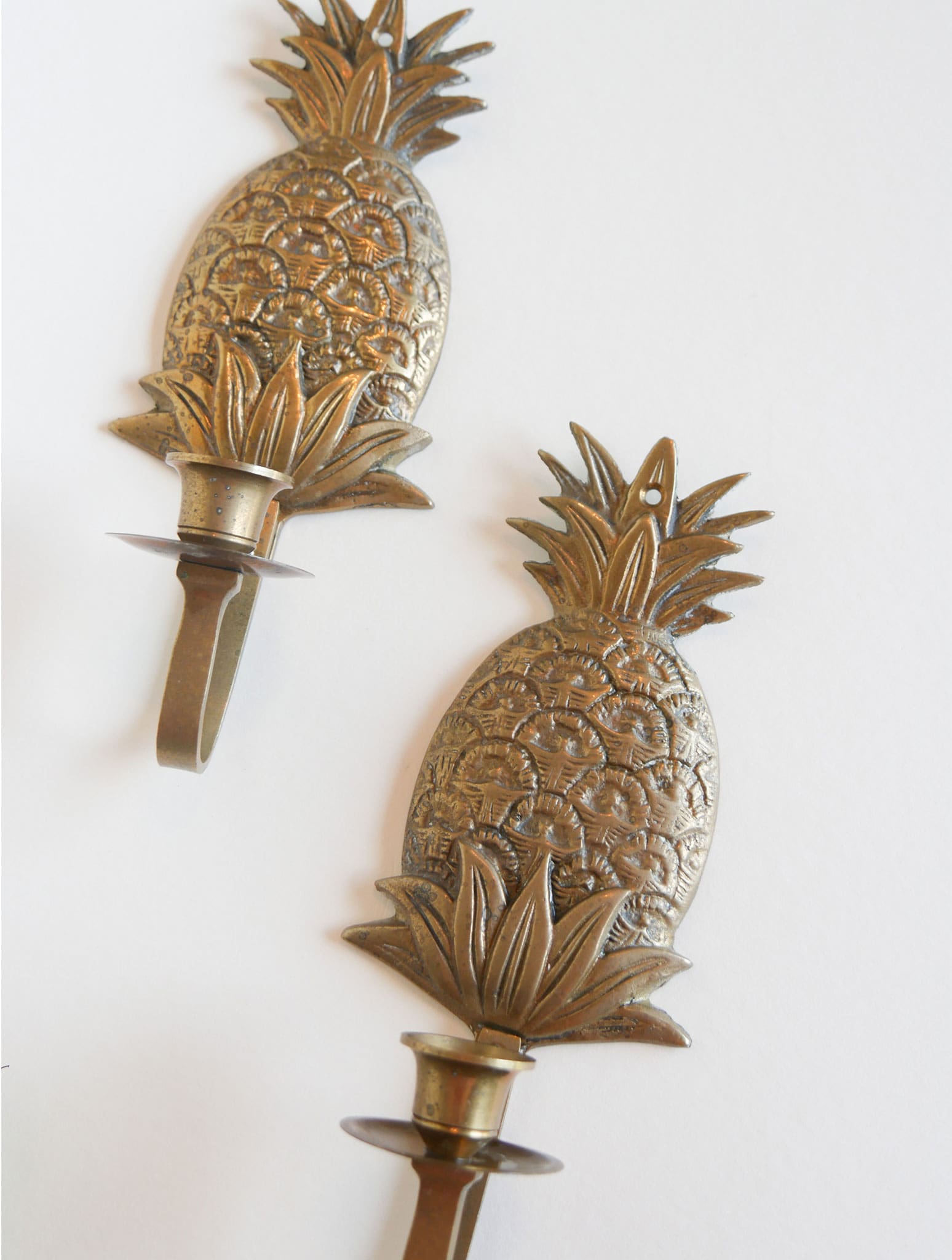 Pair of Vintage Brass Pineapple Candlestick Wall Scones Brass Pineapple Wall Decor Brass Candlestick Holders Brass Beach Decor