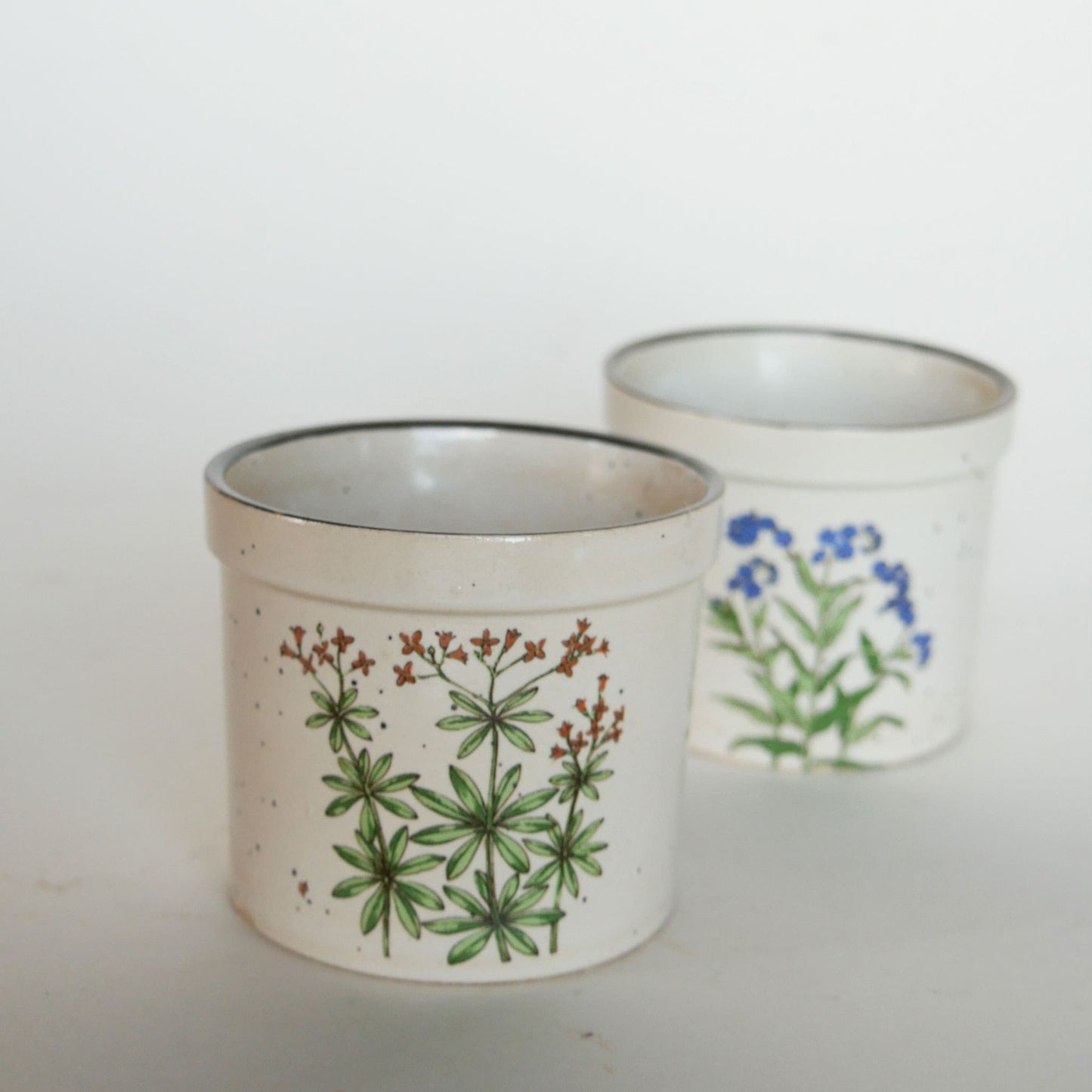 Vintage Takahashi Speckled Stoneware Mini Flower Pots