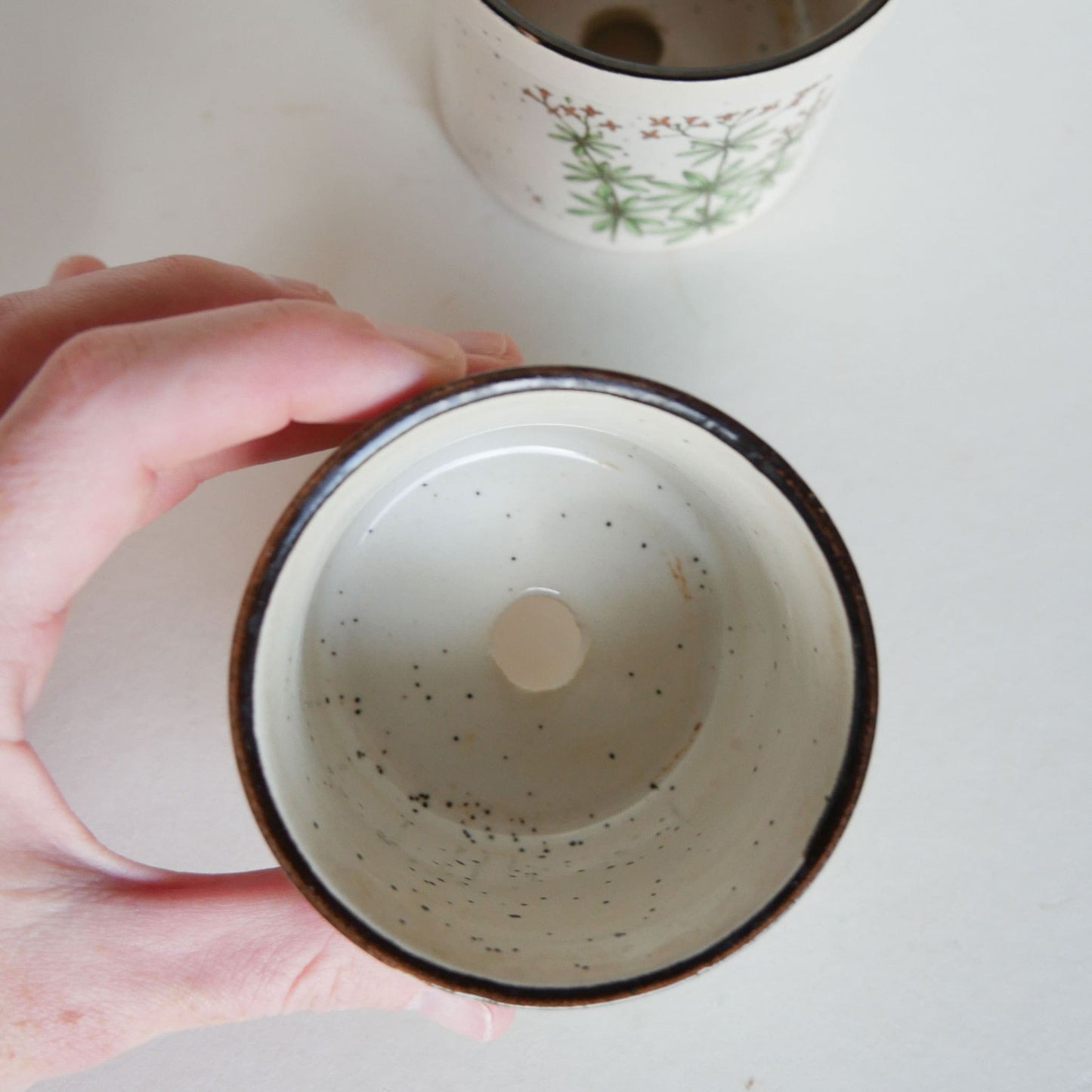 Vintage Takahashi Speckled Stoneware Mini Flower Pots