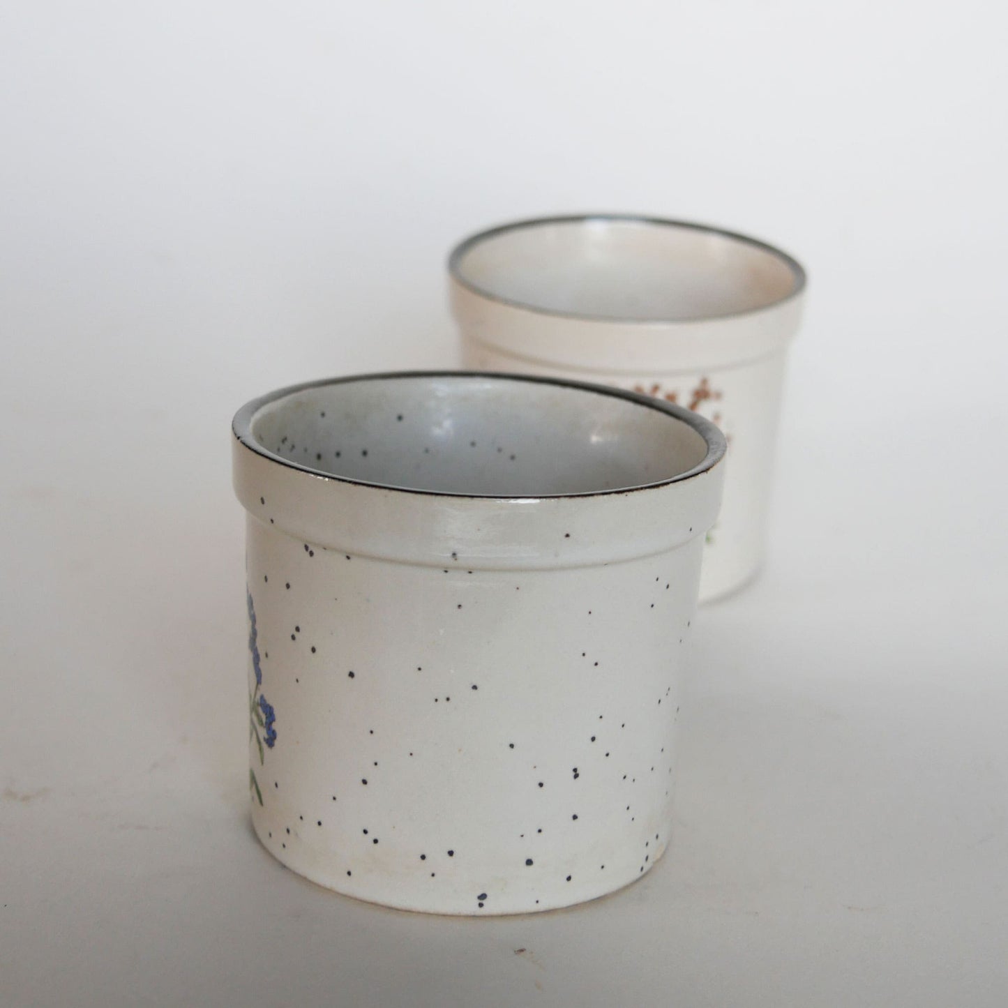 Vintage Takahashi Speckled Stoneware Mini Flower Pots